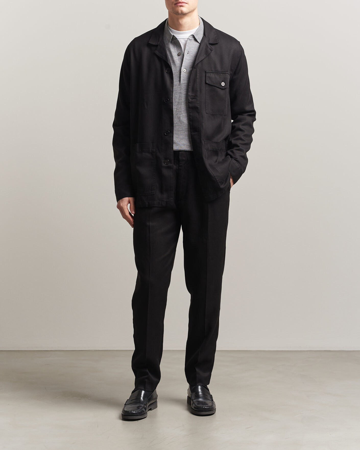 Heren | Broeken | A Day's March | Smart Lyocell Trousers Black