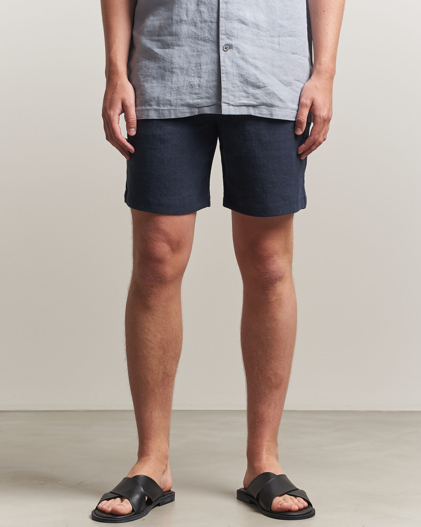 Homme | Shorts | A Day's March | Luny Linen Shorts Navy