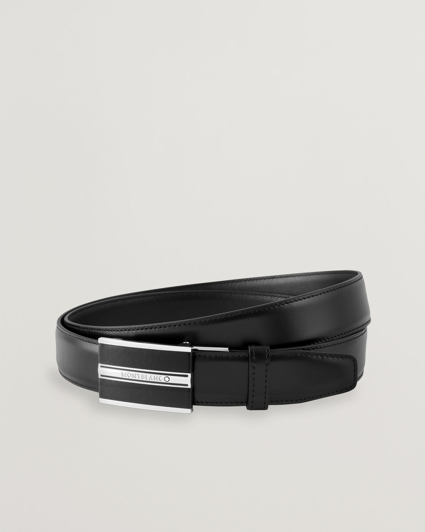 Heren | Riemen | Montblanc | Plate 30mm Leather Belt Black
