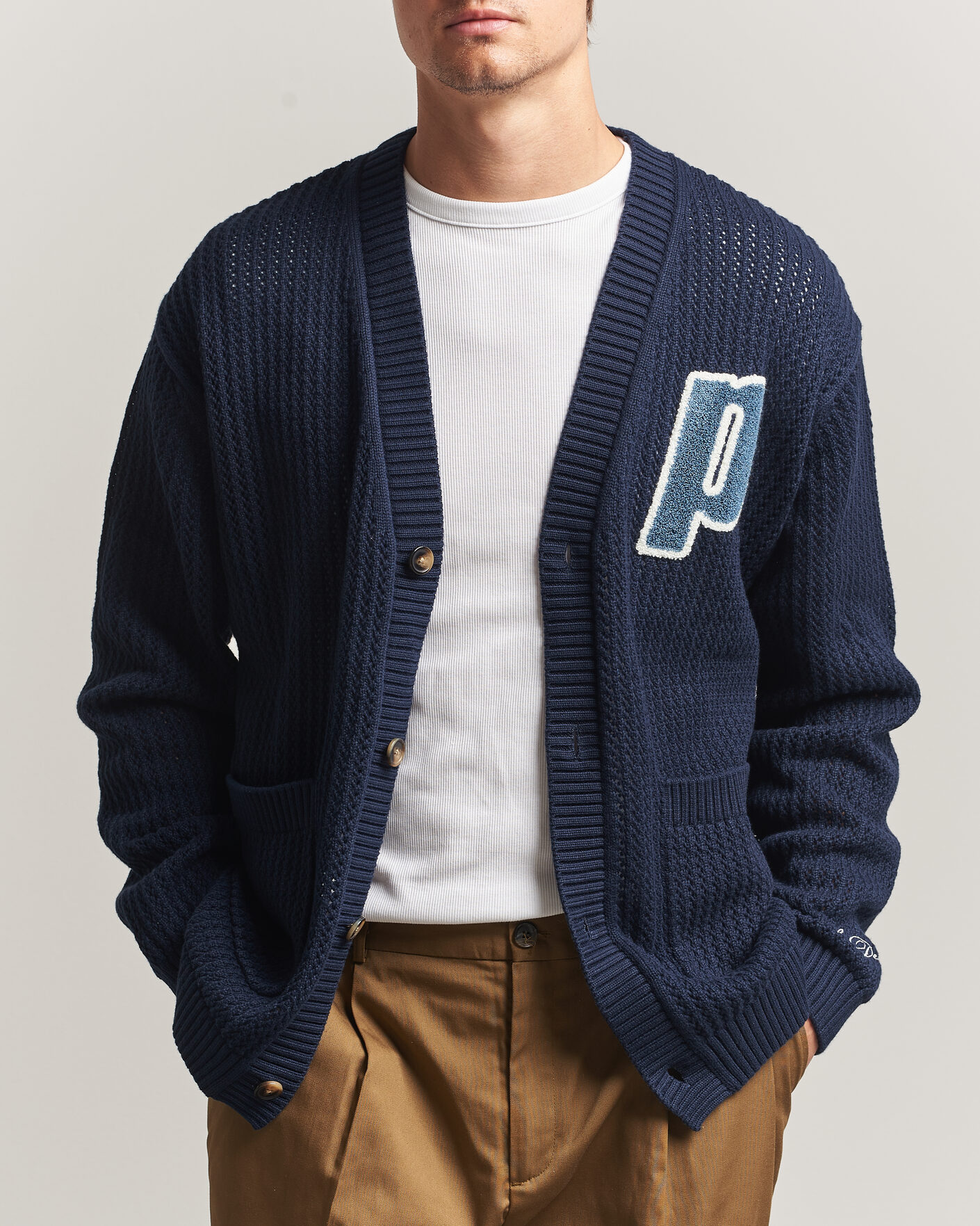 Heren | Truien | LES DEUX | Prince Lace Knitted Cardigan Dark Navy