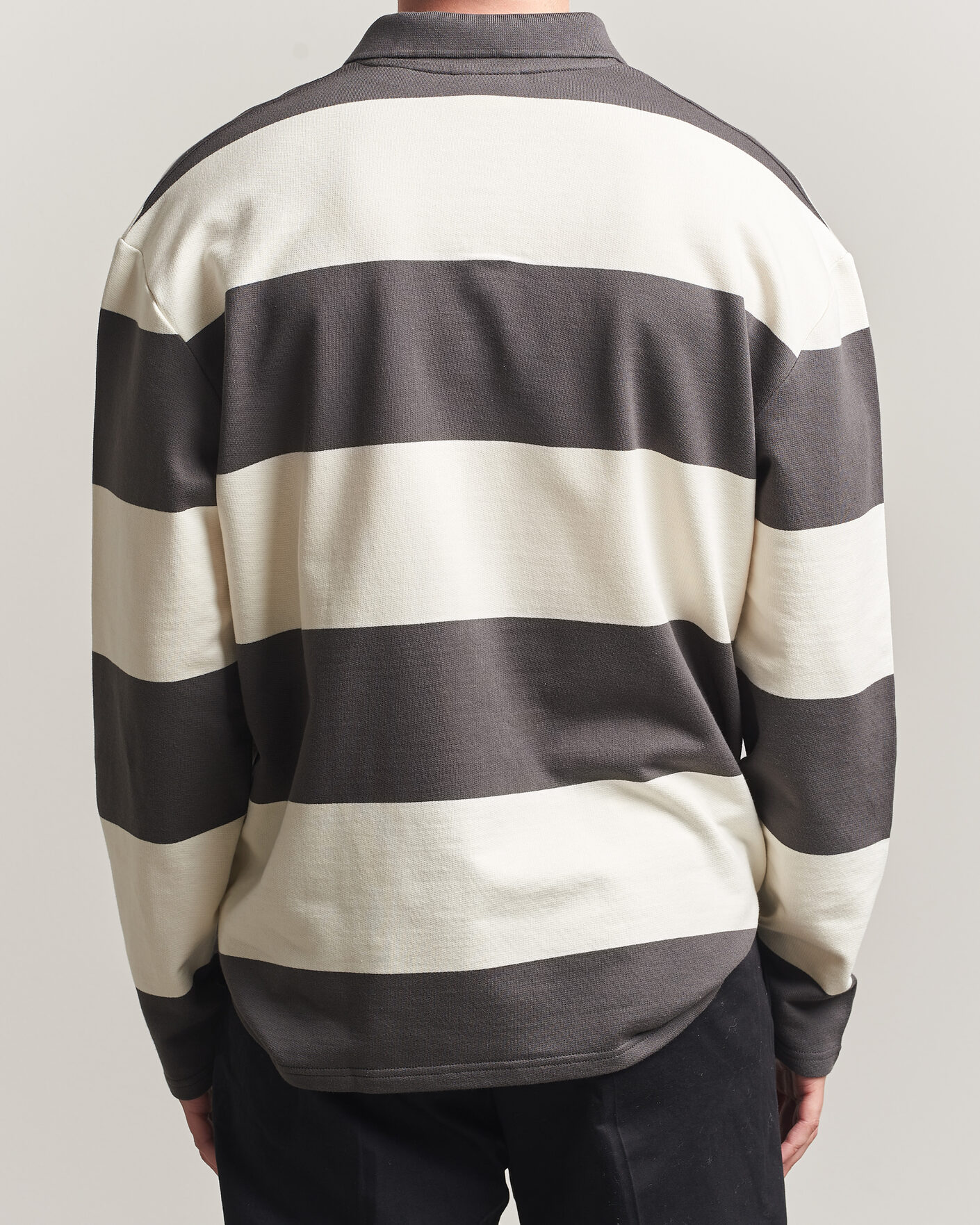 Heren | Truien | LES DEUX | Prince Striped Long Sleeve Polo Raven Gray