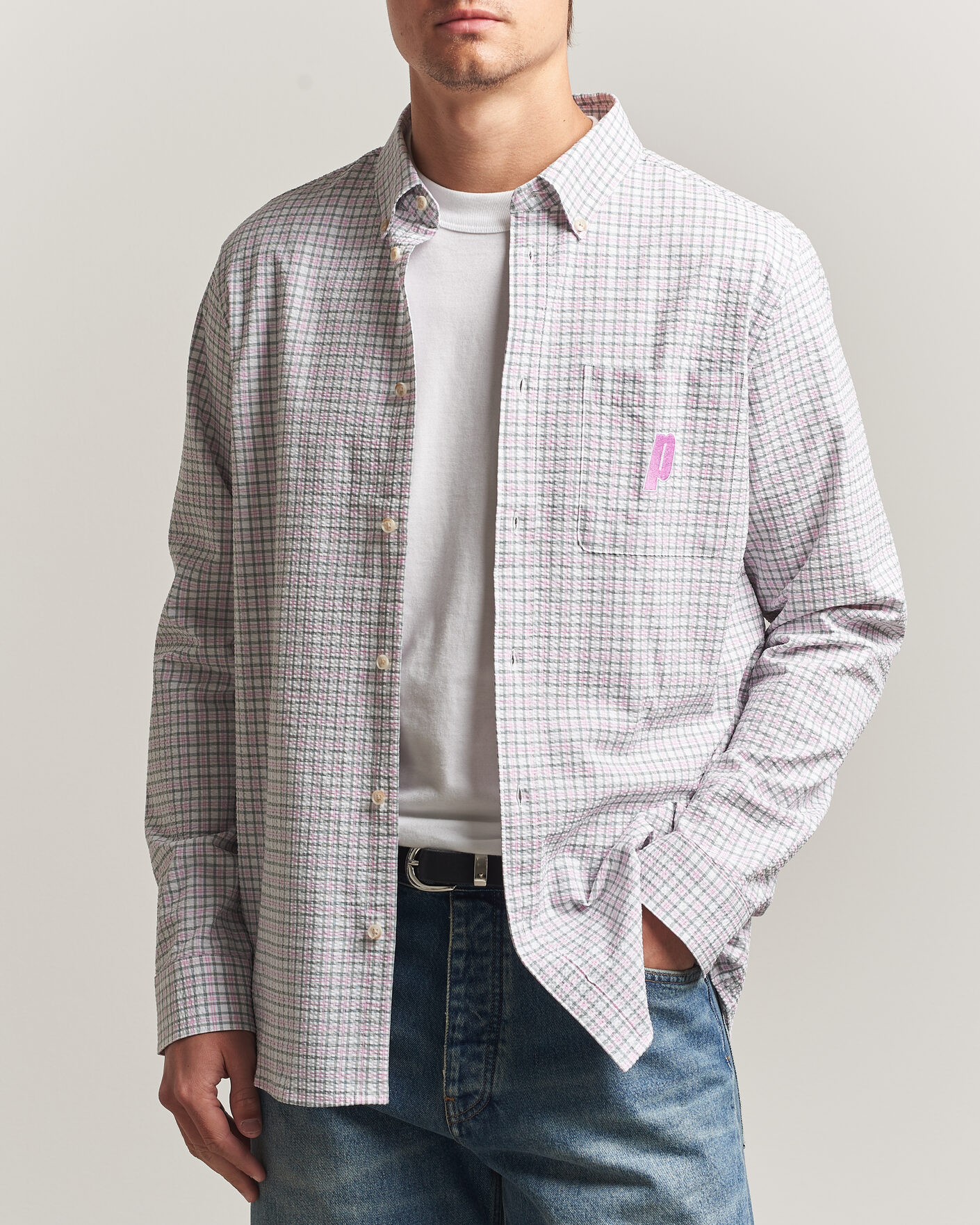Heren | Overhemden | LES DEUX | Prince Seersucker Check Shirt Ivory