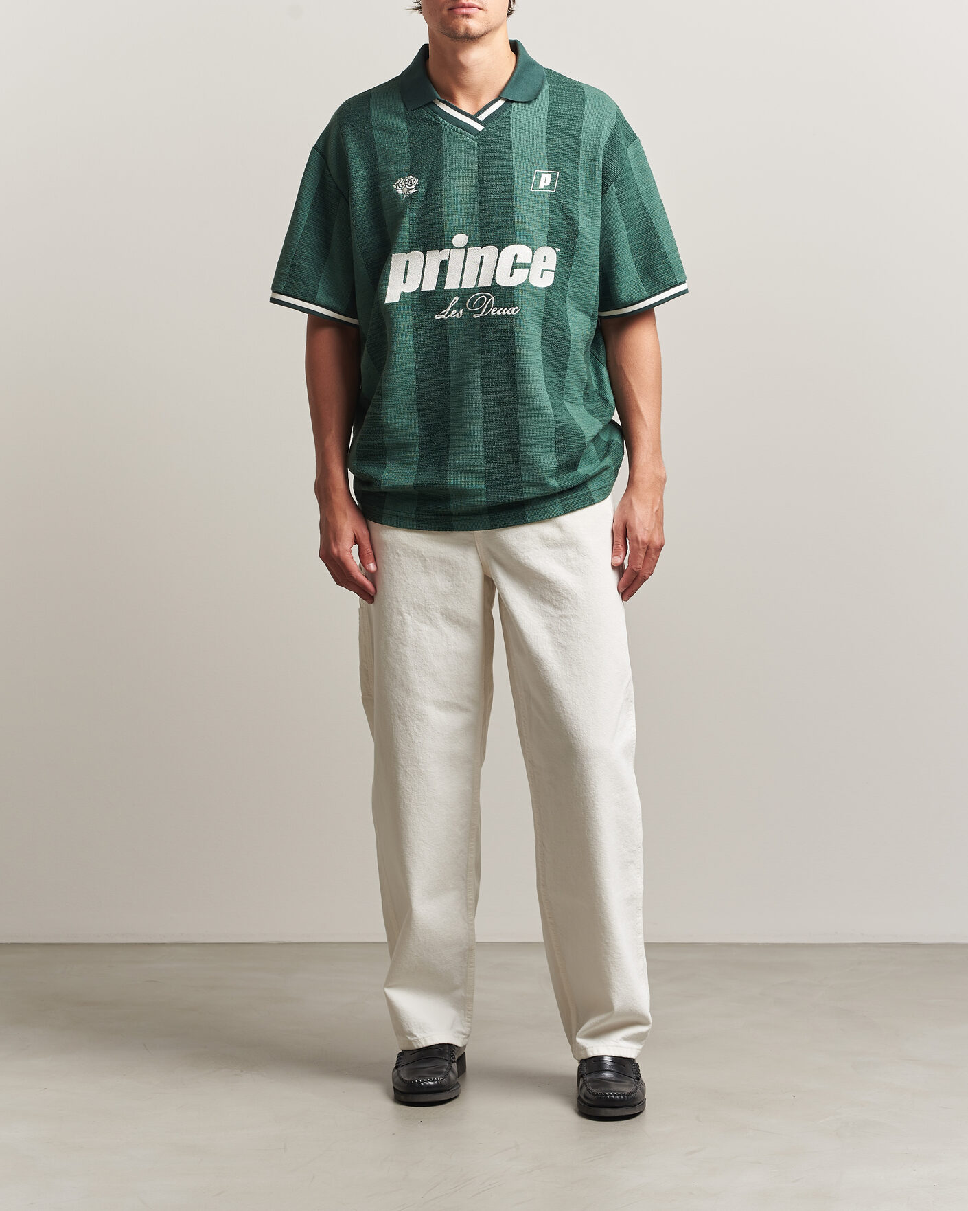 Heren | Polo's | LES DEUX | Prince Stripe Jaquard Polo Pineneedle Green