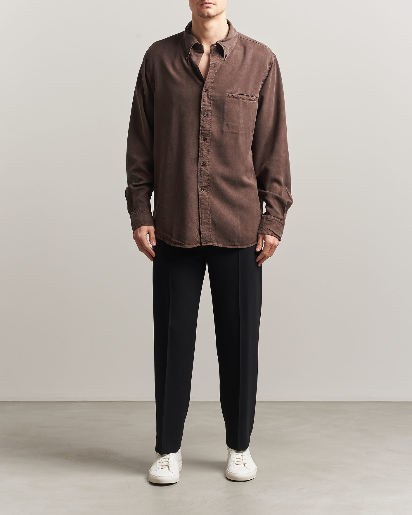 Heren | Overhemden | Filippa K | Zack Lyocell Shirt Dark Chocolate