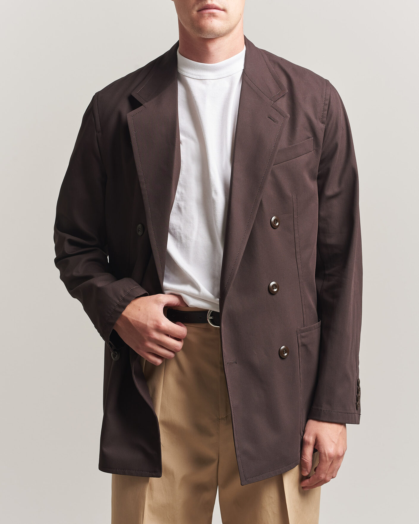 Heren | Blazers | Filippa K | Reese Cotton Double Breasted Blazer Dark Chocolate