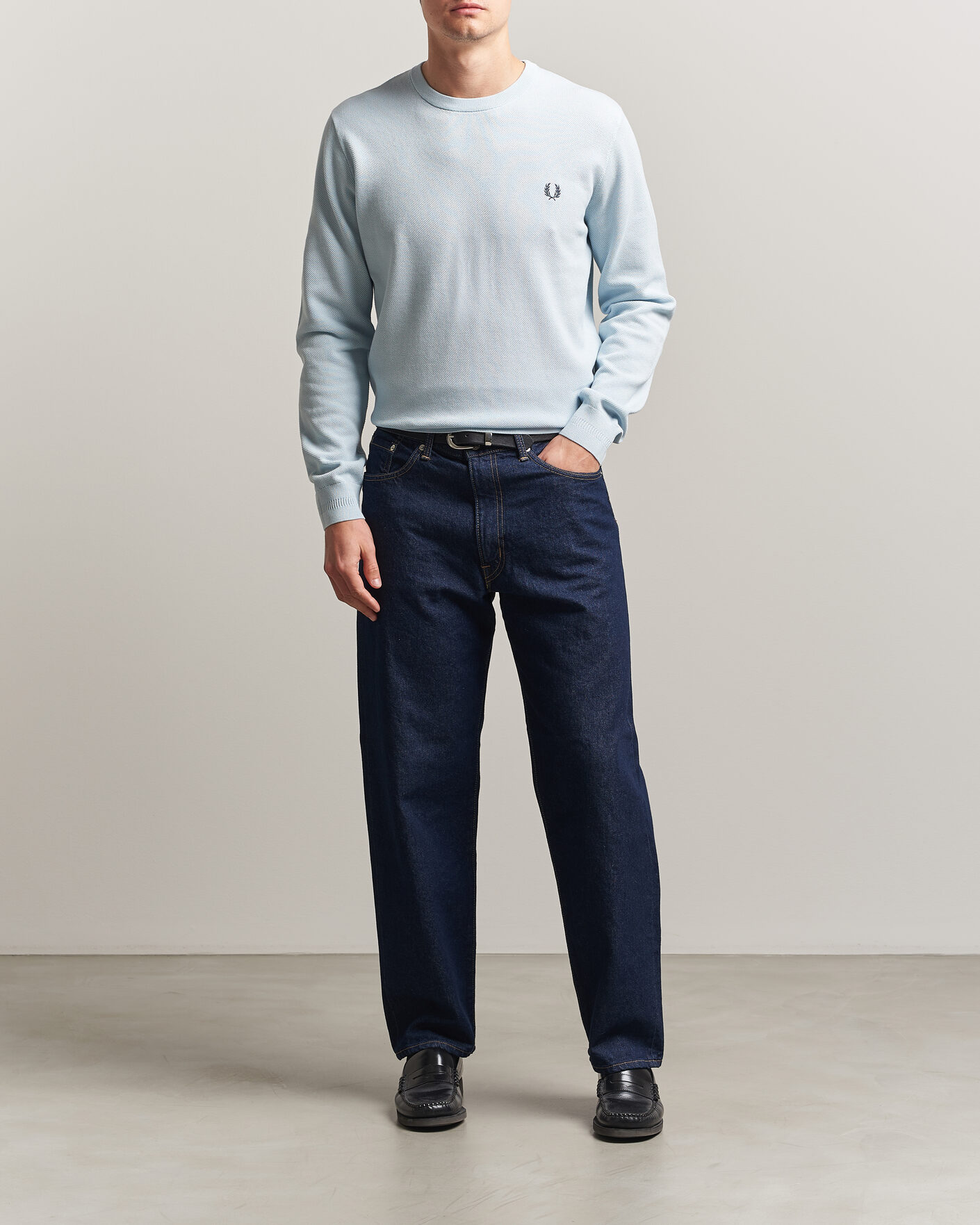 Homme | Pulls Et Tricots | Fred Perry | Piqué Stitched Sweater Light Ice