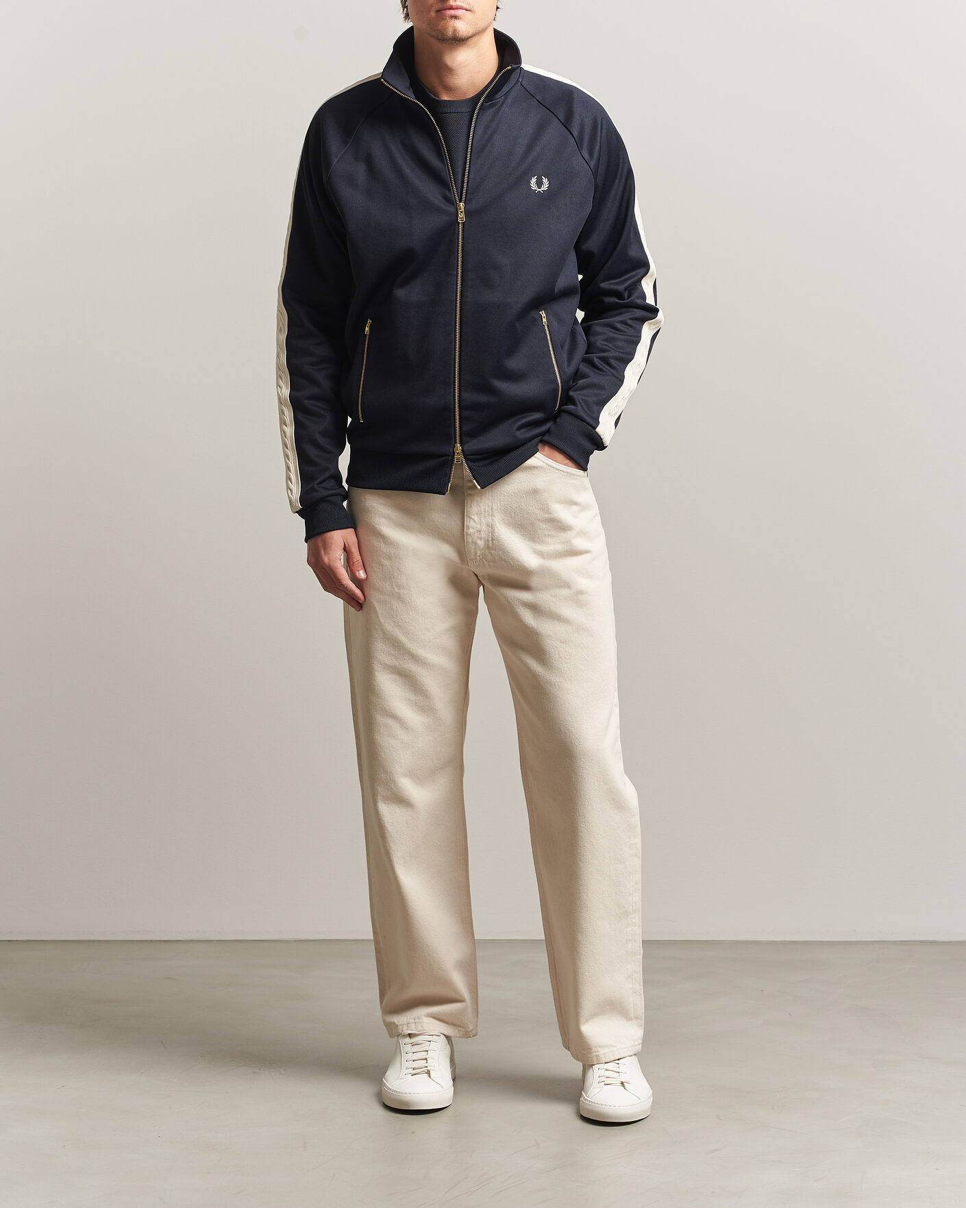 Homme | Pulls Et Tricots | Fred Perry | Cable Taped Track Jacket Navy