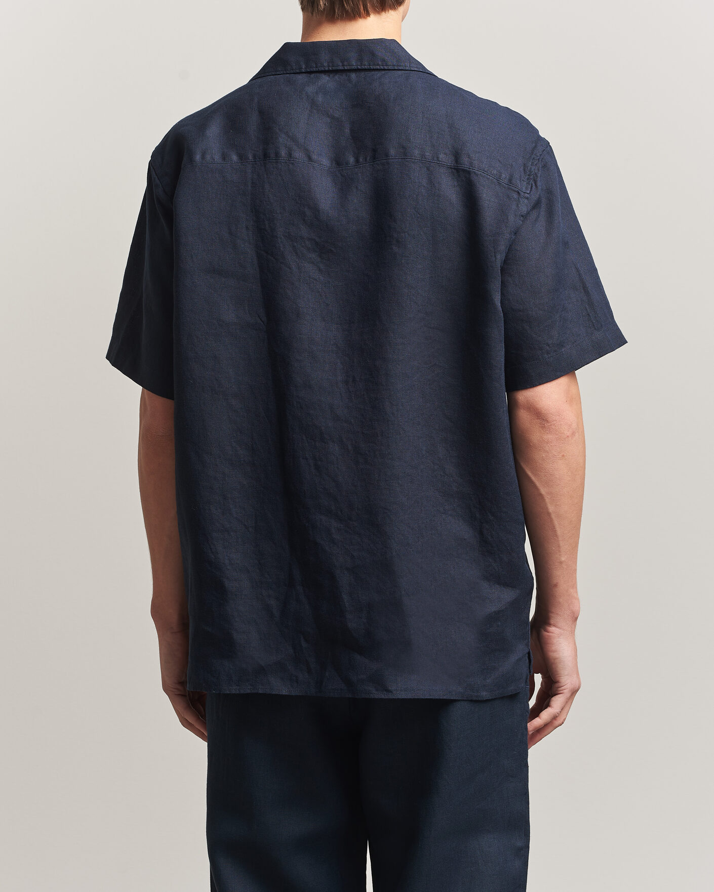 Homme | Chemises | J.Lindeberg | Elio Linen Short Sleeve Shirt Navy