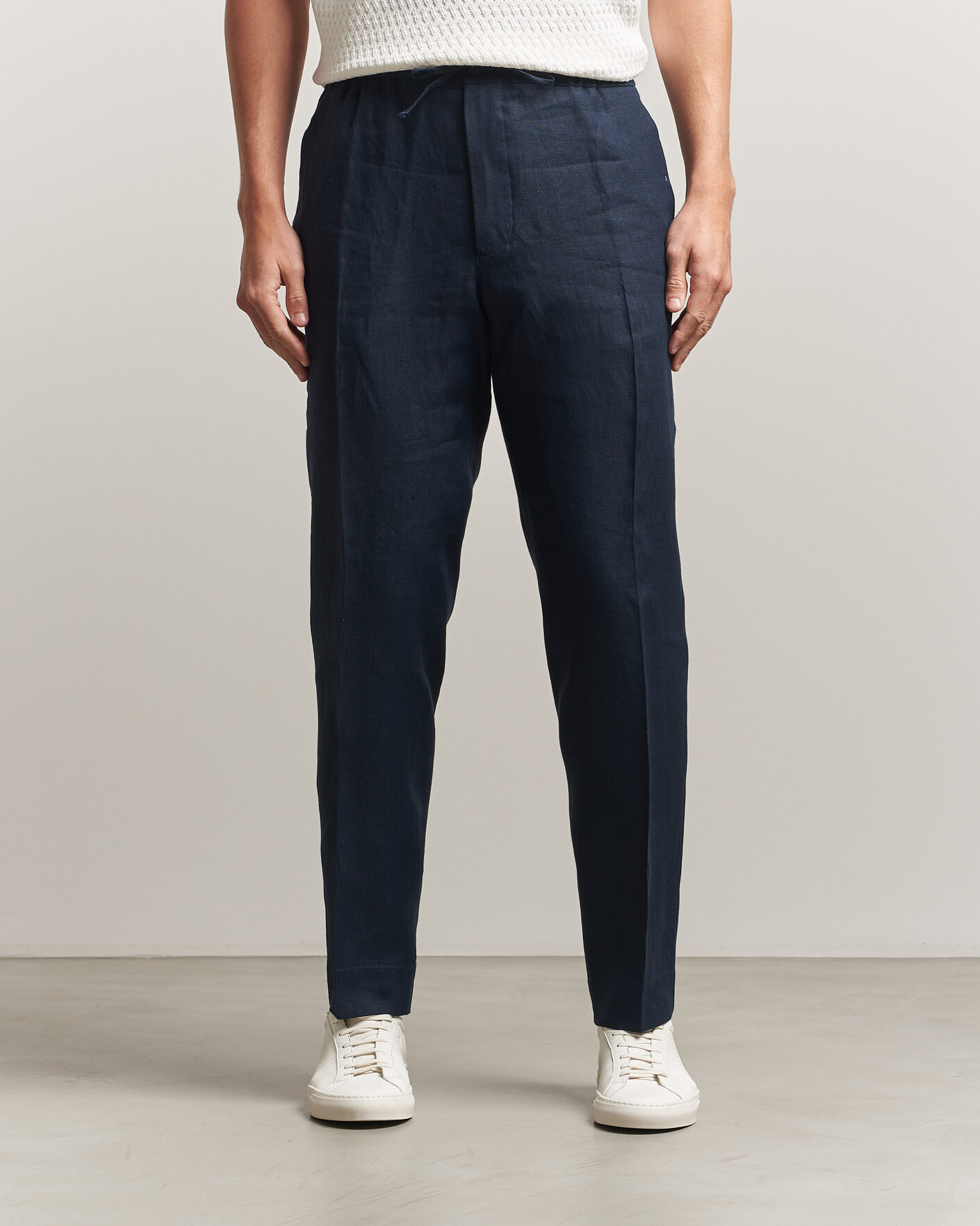 Homme | Pantalons | J.Lindeberg | Soren Drape Linen Pants Navy
