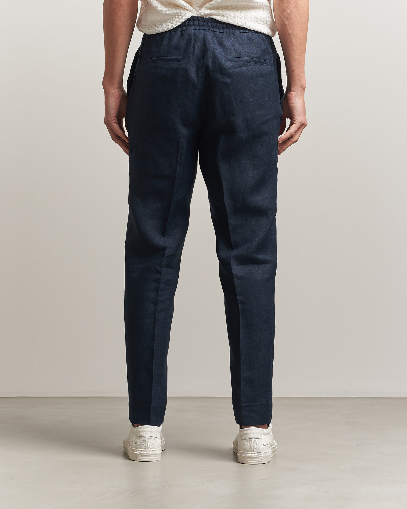 Homme | Pantalons | J.Lindeberg | Soren Drape Linen Pants Navy