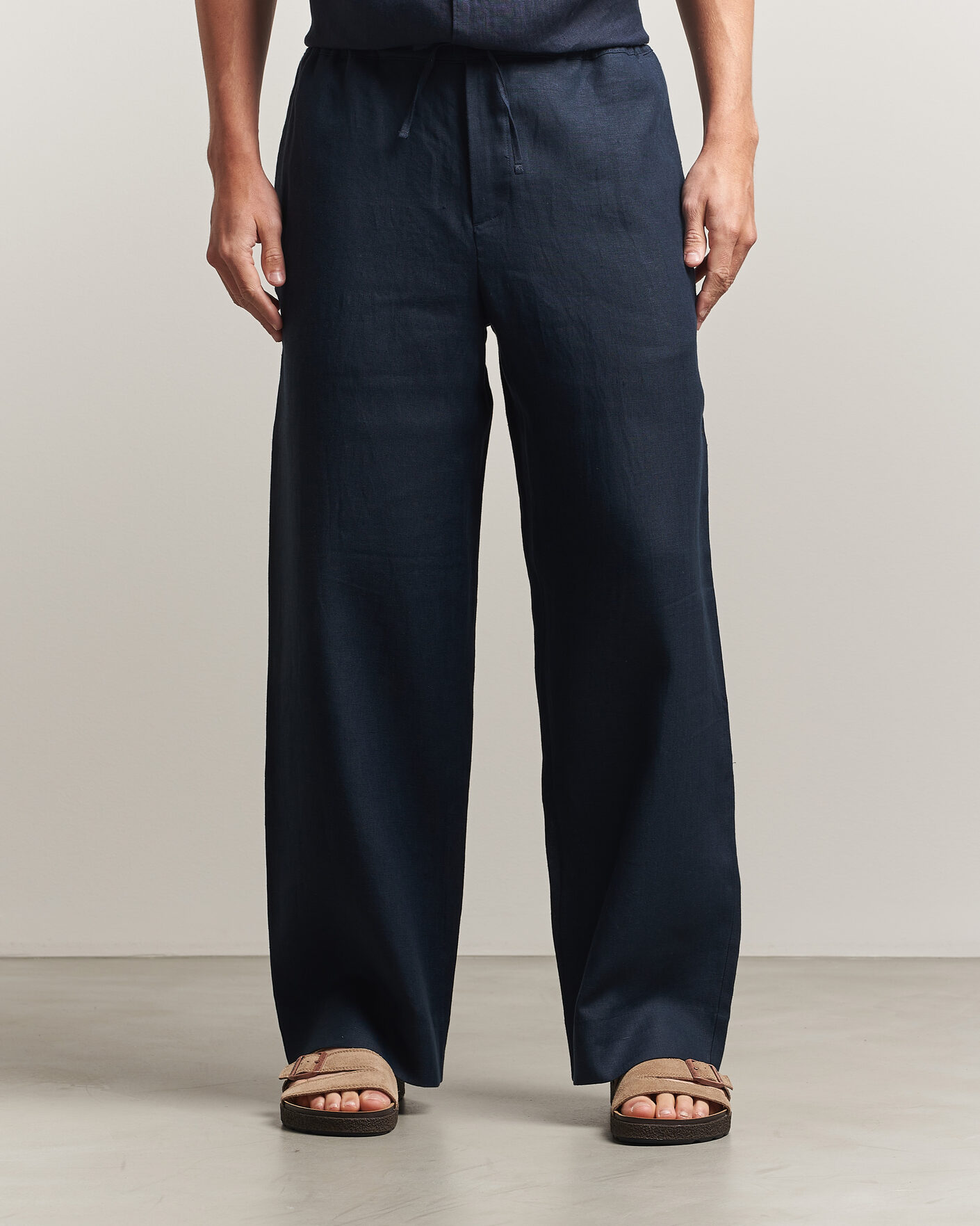 Homme | Pantalons | J.Lindeberg | Noah Drape Linen Pants Navy
