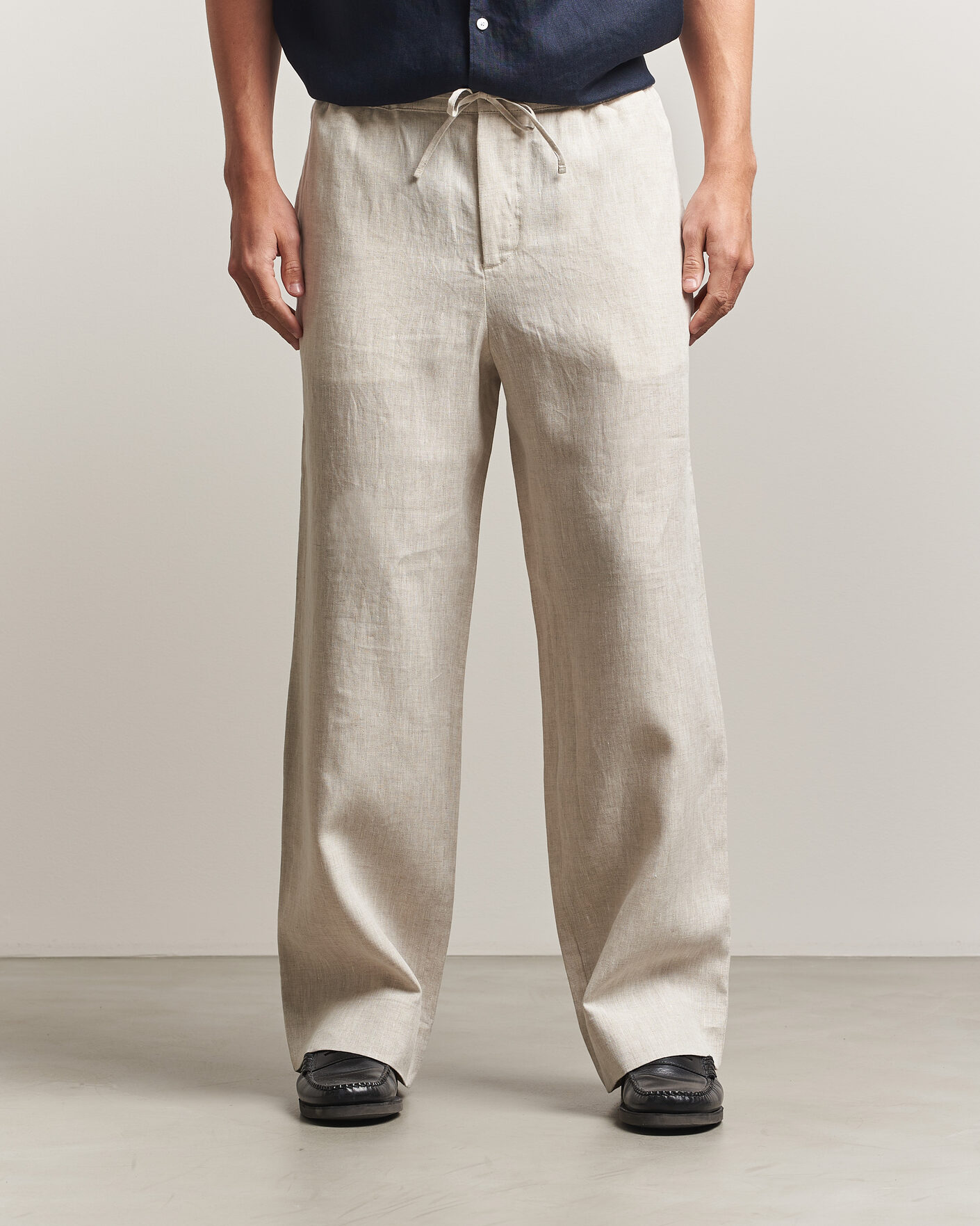 Heren | Broeken | J.Lindeberg | Noah Drape Linen Pants Moonbeam