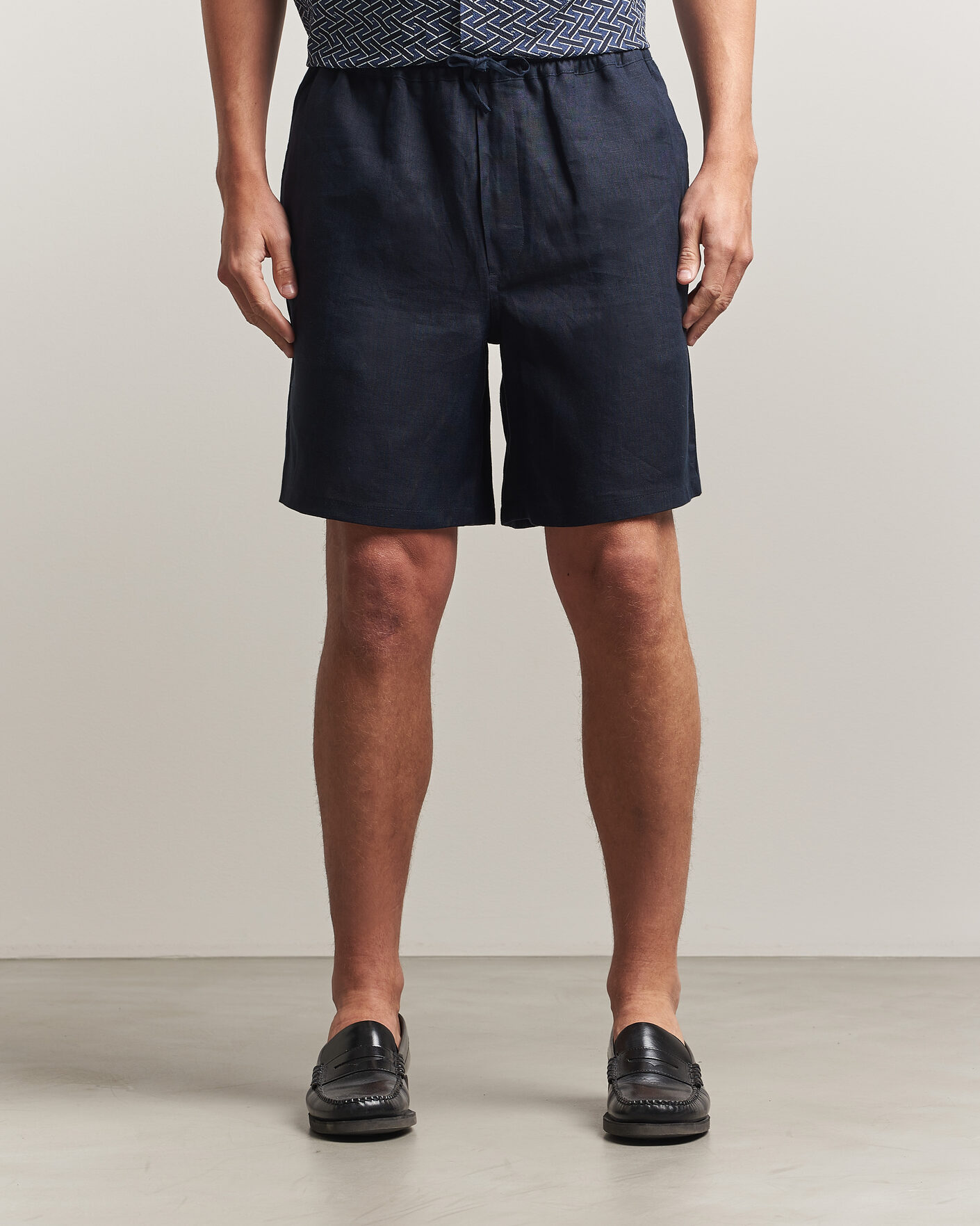 Homme | Shorts | J.Lindeberg | Joff Linen Drawstring Shorts Navy