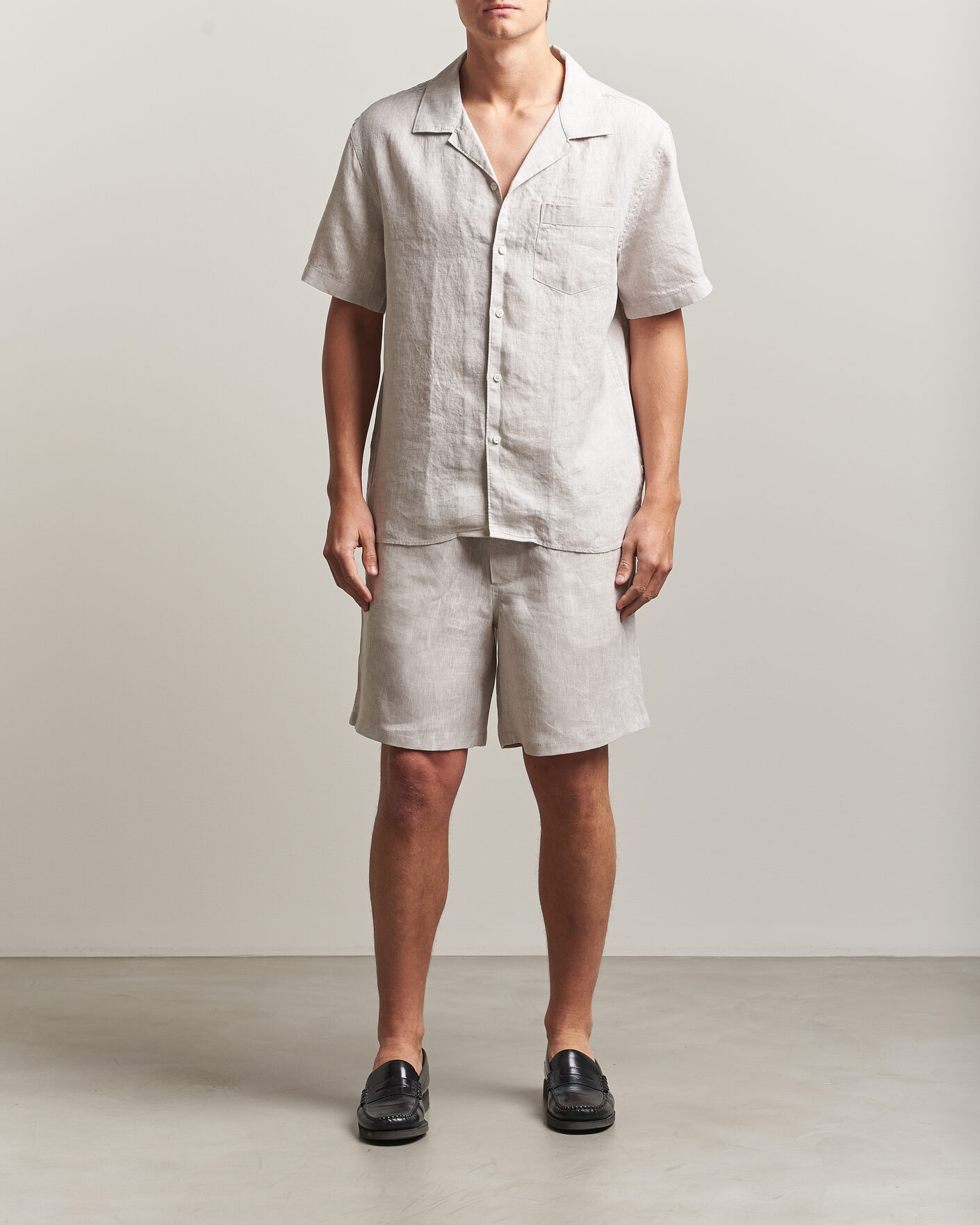 Homme | Shorts | J.Lindeberg | Joff Linen Drawstring Shorts Moonbeam