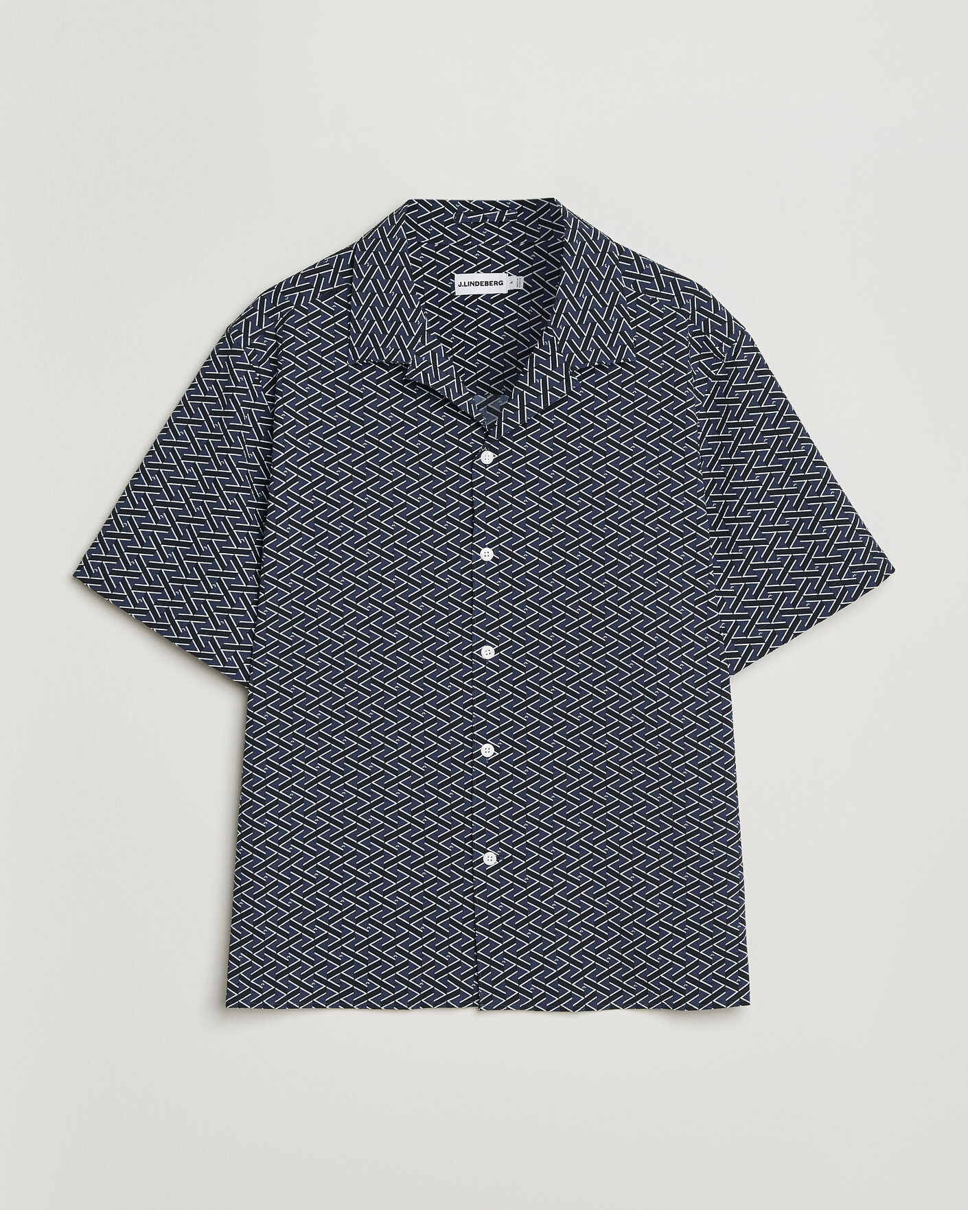Homme | Chemises | J.Lindeberg | Donso Geo Printed Resort Shirt Estate Navy