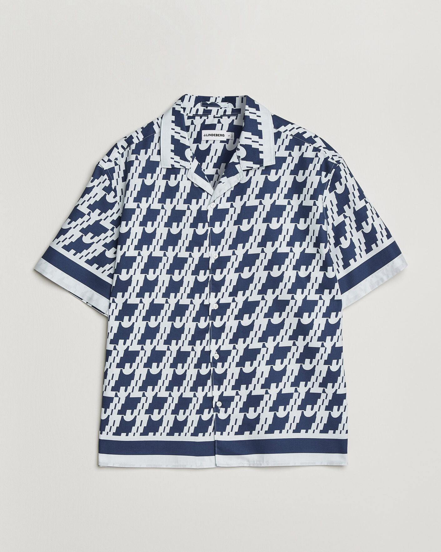 Homme | Chemises | J.Lindeberg | Ellis Border Printed Resort Shirt Estate Blue