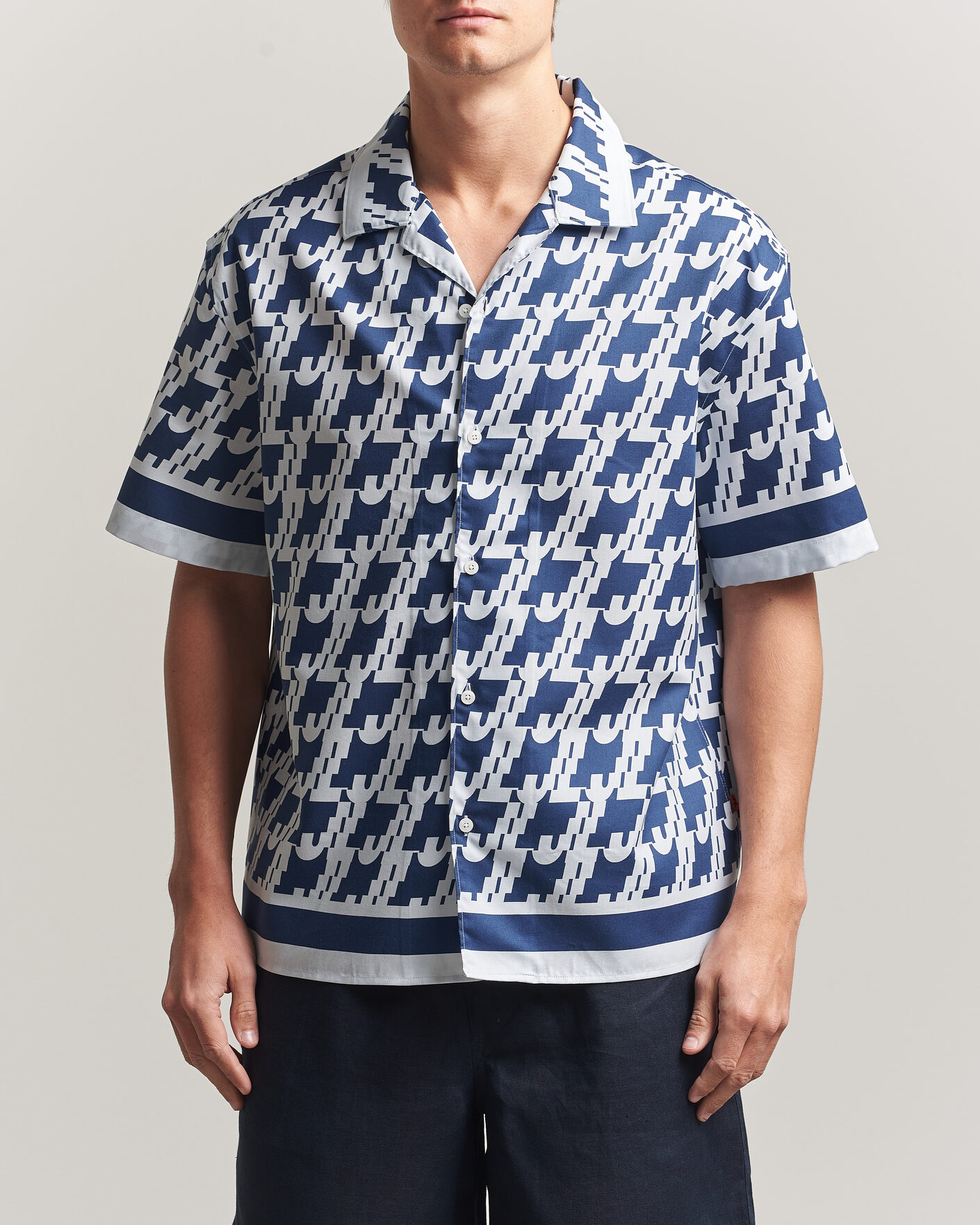 Homme | Chemises | J.Lindeberg | Ellis Border Printed Resort Shirt Estate Blue
