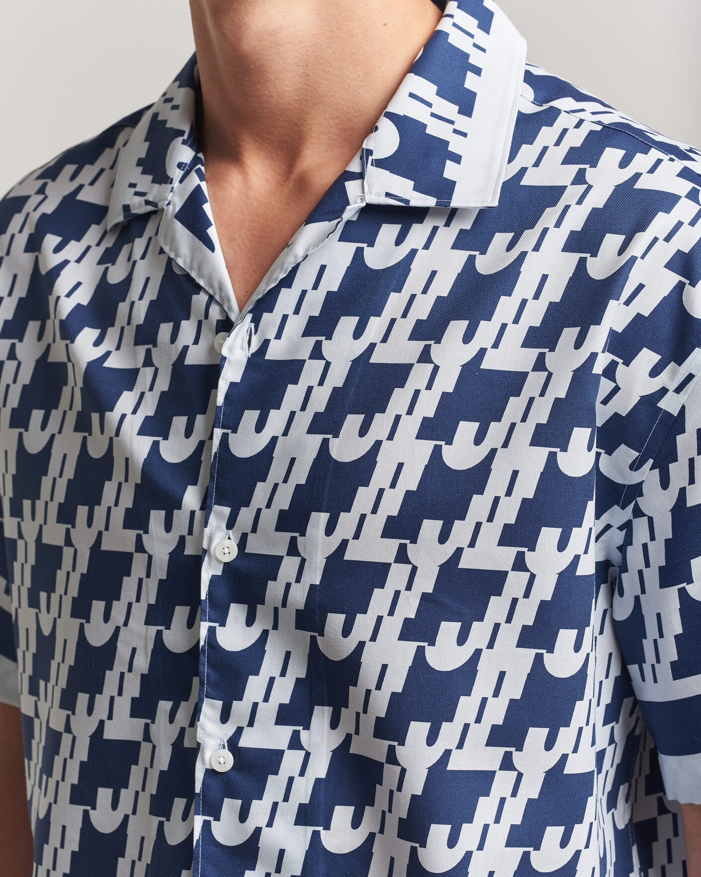 Homme | Chemises | J.Lindeberg | Ellis Border Printed Resort Shirt Estate Blue