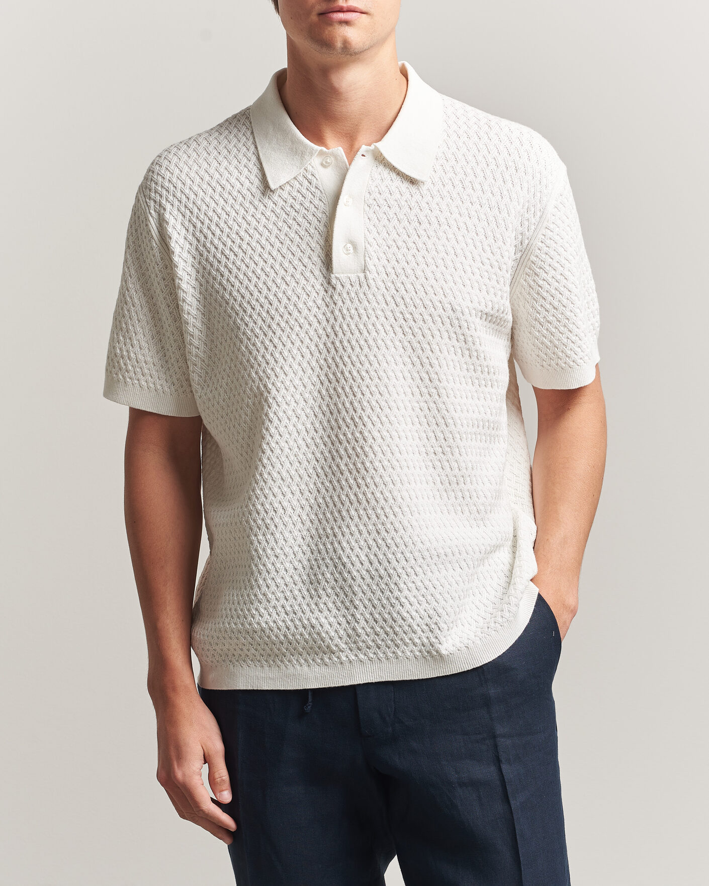 Homme | Polos | J.Lindeberg | Jacques Structured Knitted Polo Tofu