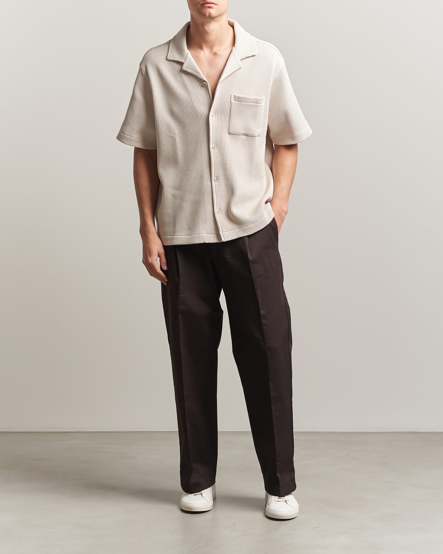 Homme | Chemises | J.Lindeberg | Theron Waffle Resort Shirt Moonbeam