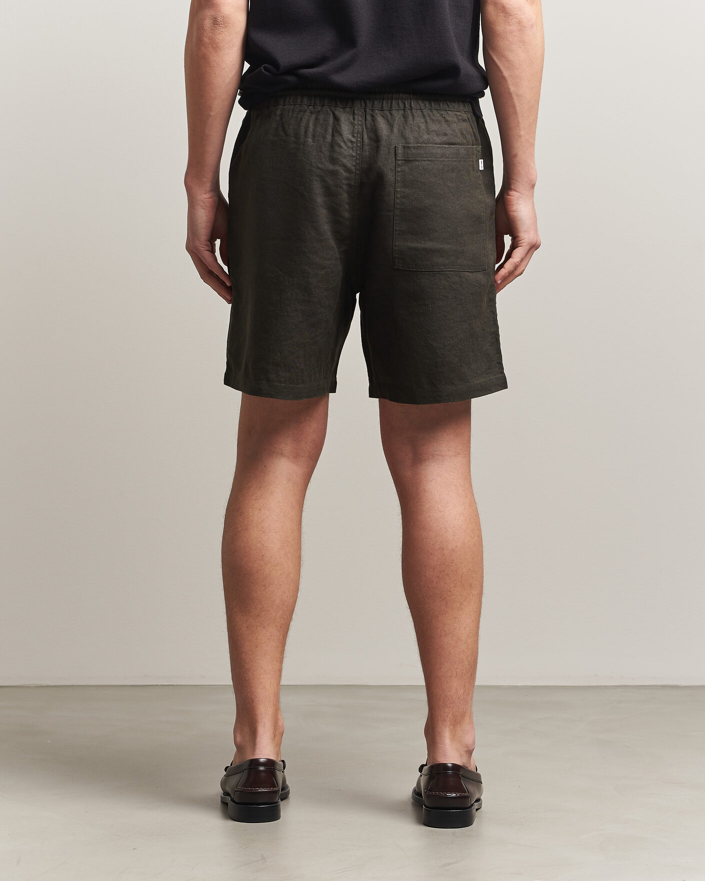 Homme | Shorts | NN07 | Gregor Linen Drawstring Shorts Dark Army