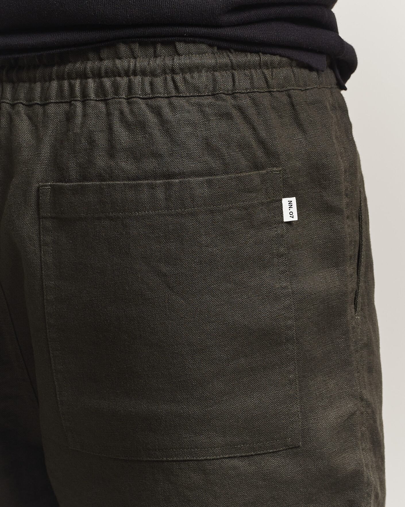Homme | Shorts | NN07 | Gregor Linen Drawstring Shorts Dark Army