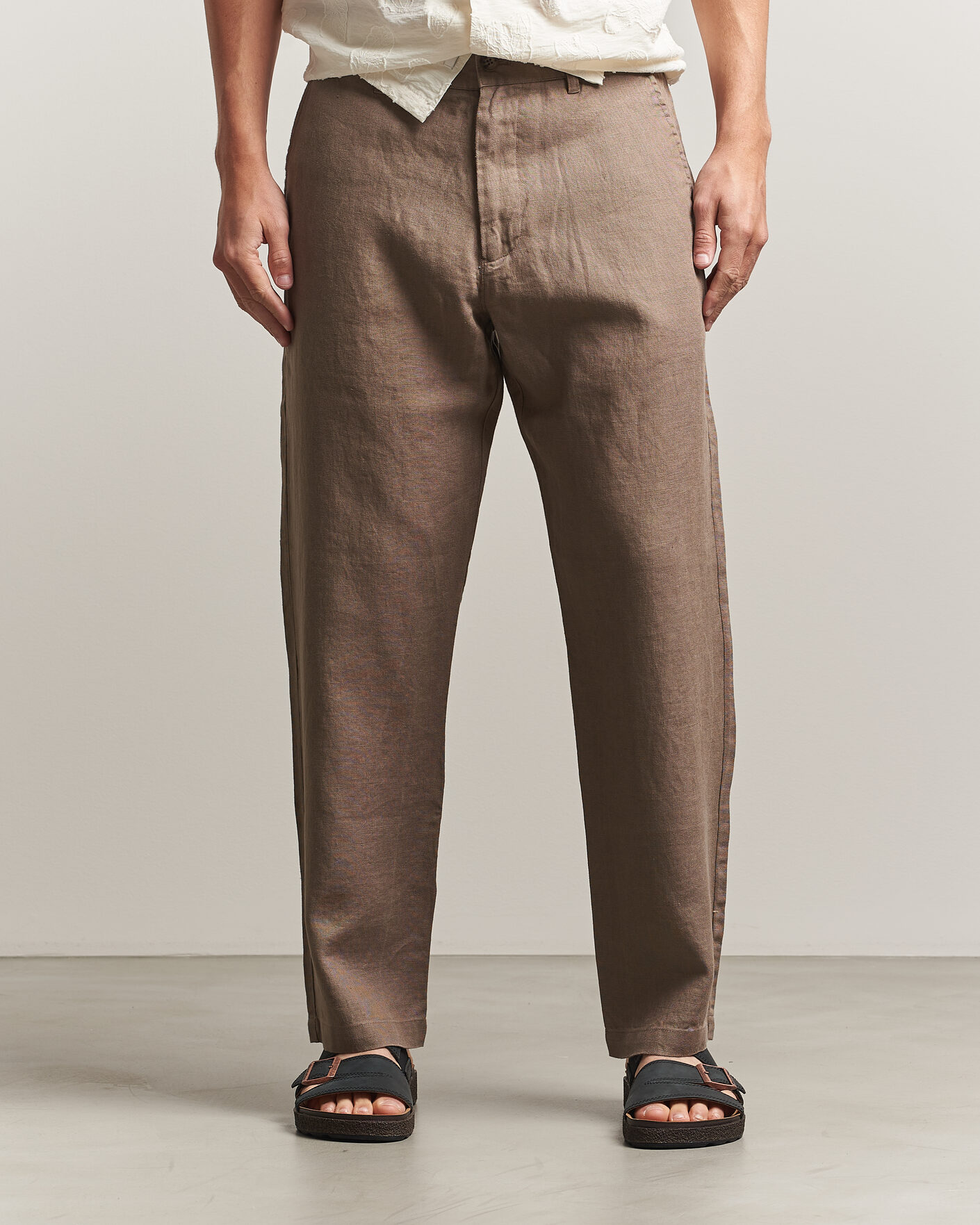 Homme | Pantalons | NN07 | Aden Regular Fit Linen Trousers Clay Mirage