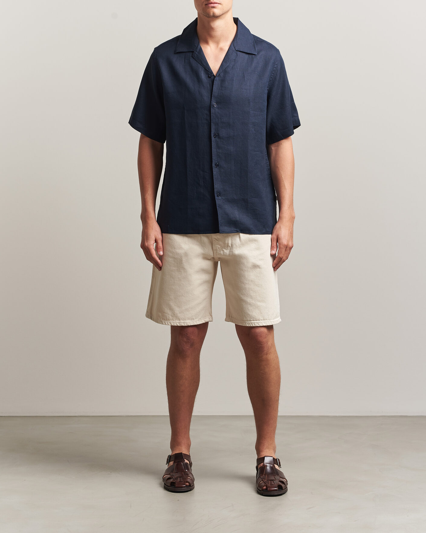 Heren | Overhemden | NN07 | Julio Linen Resort Shirt Navy Blue