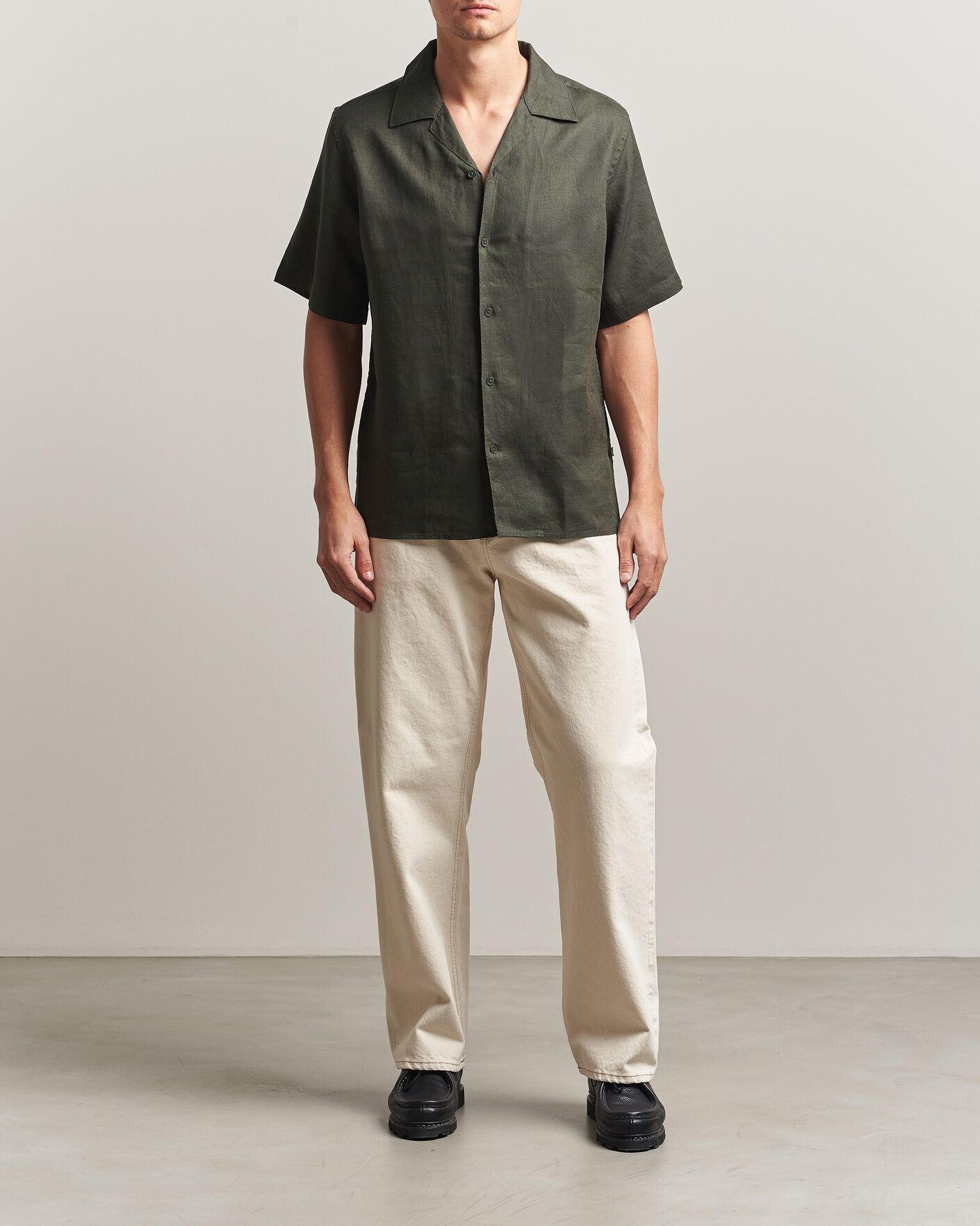Heren | Overhemden | NN07 | Julio Linen Resort Shirt Dark Army