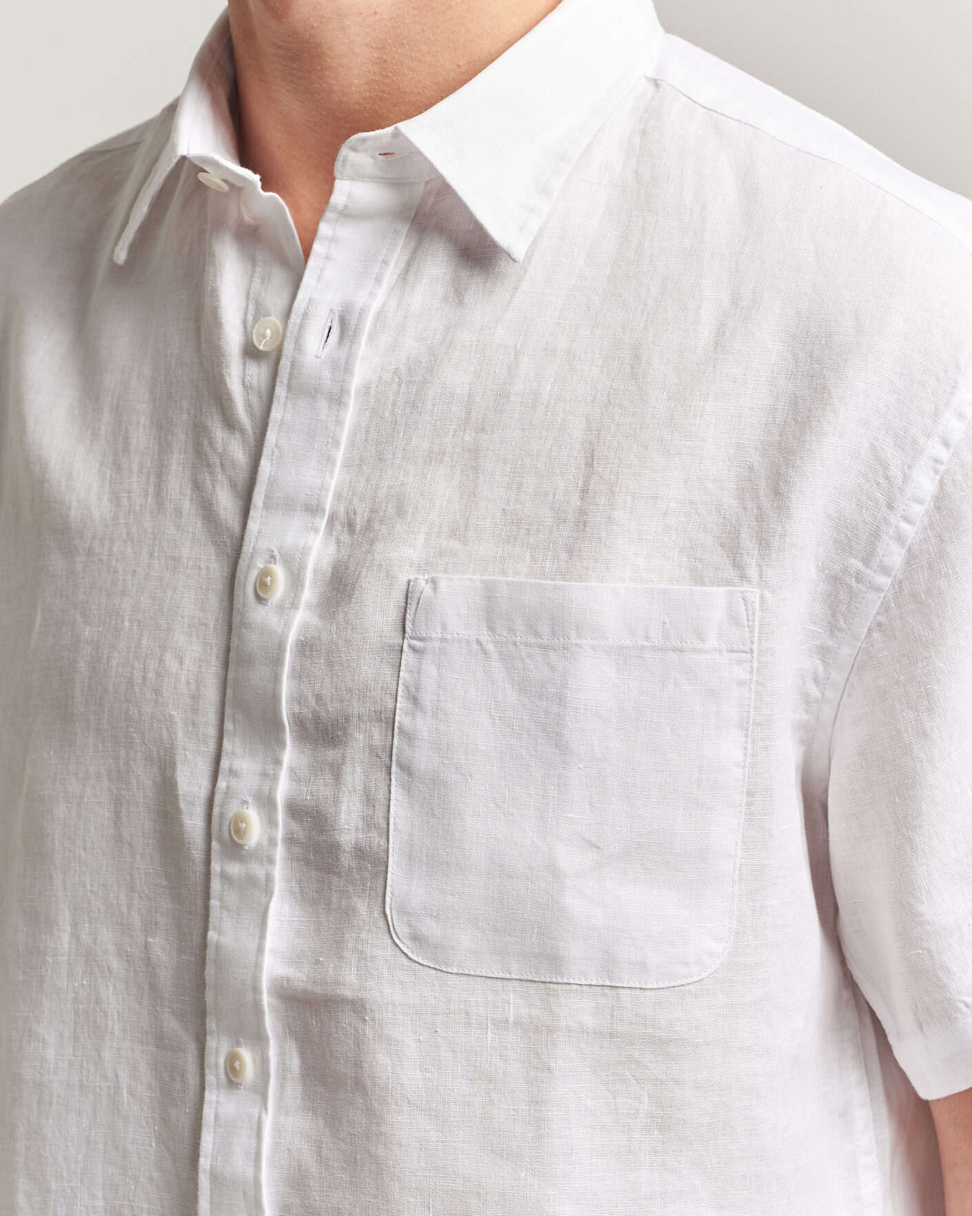 Homme | Chemises | NN07 | Deon Linen Short Sleeve Shirt White