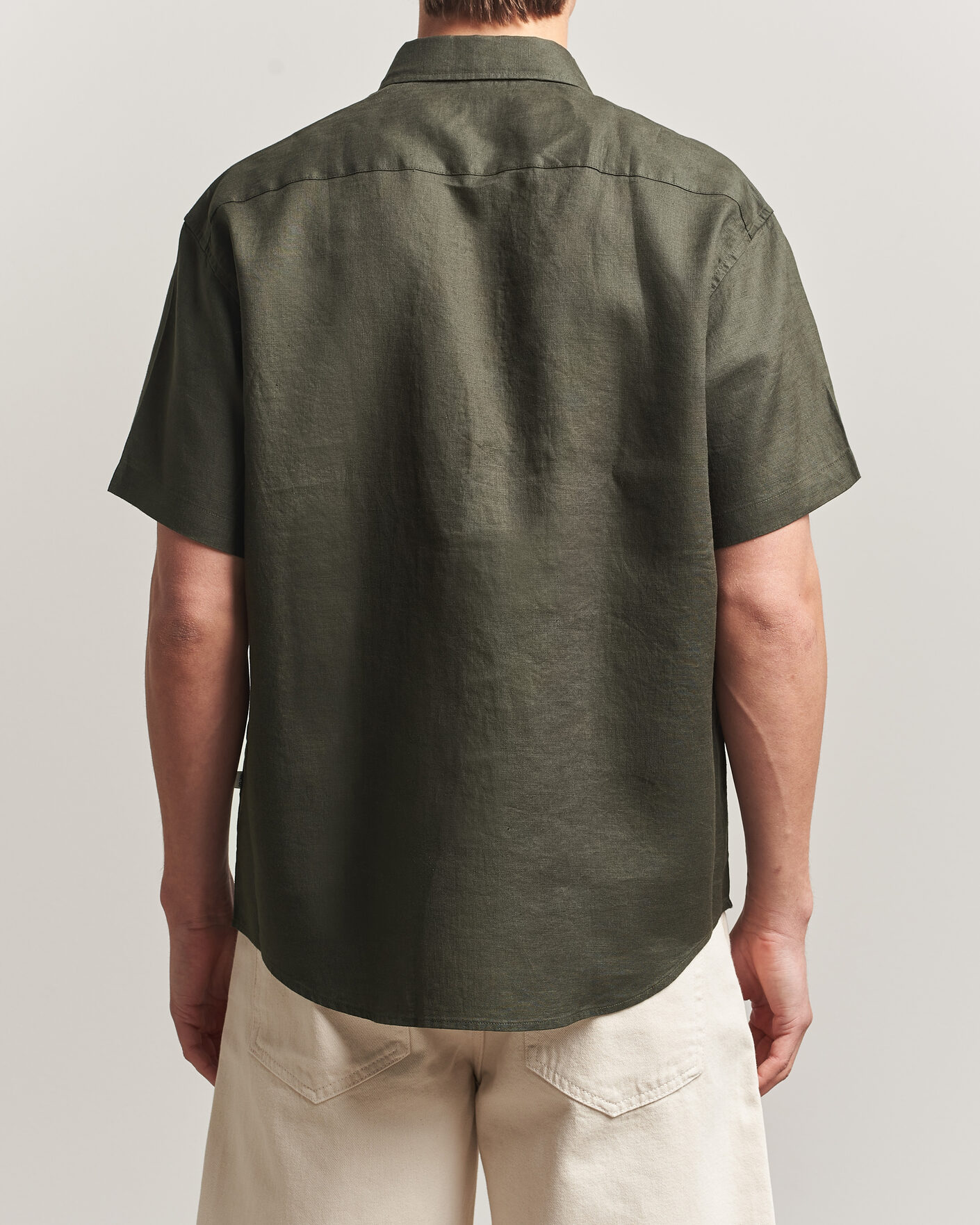 Heren | Overhemden | NN07 | Deon Linen Short Sleeve Shirt Dark Army