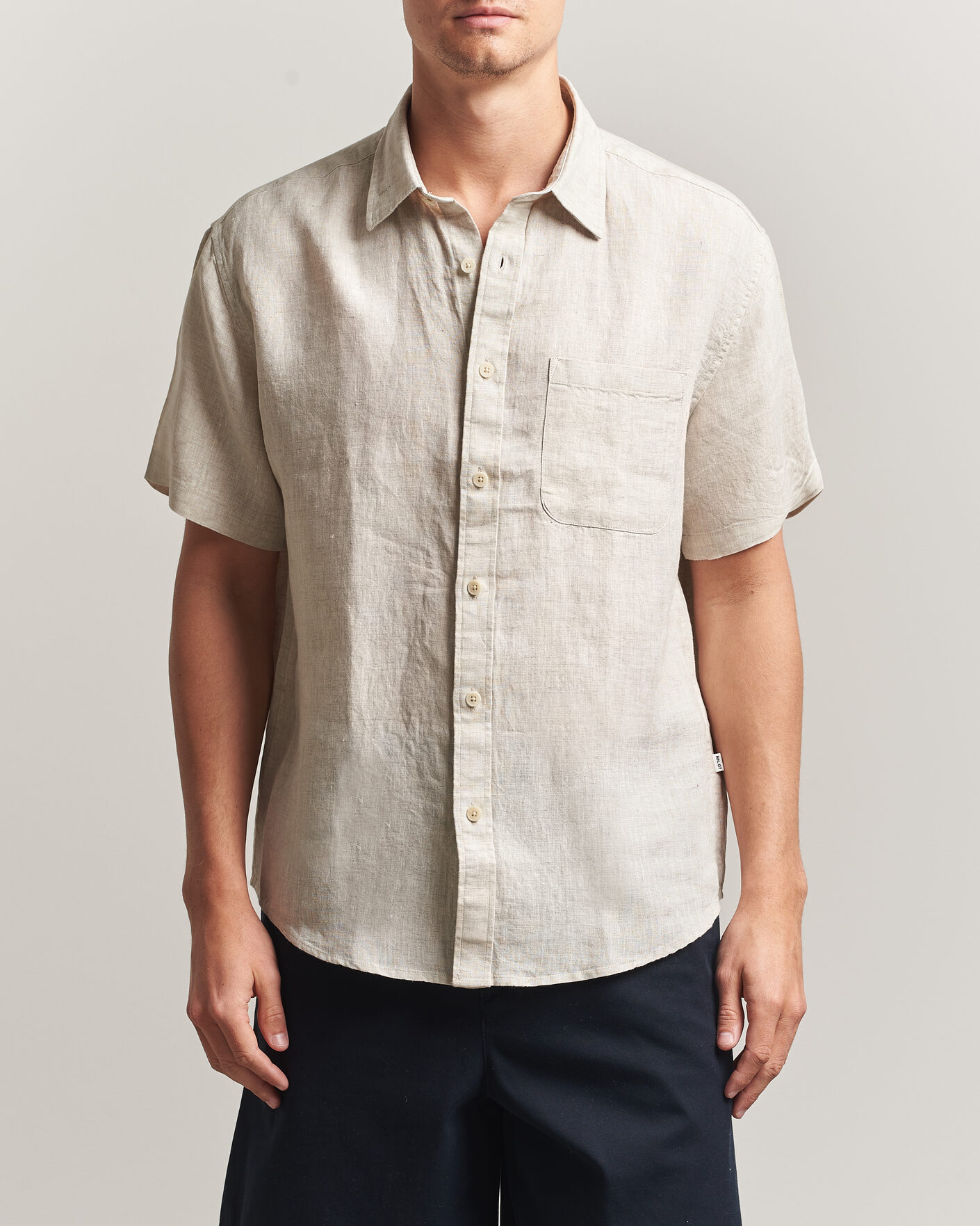 Homme | Chemises | NN07 | Deon Linen Short Sleeve Shirt Oat