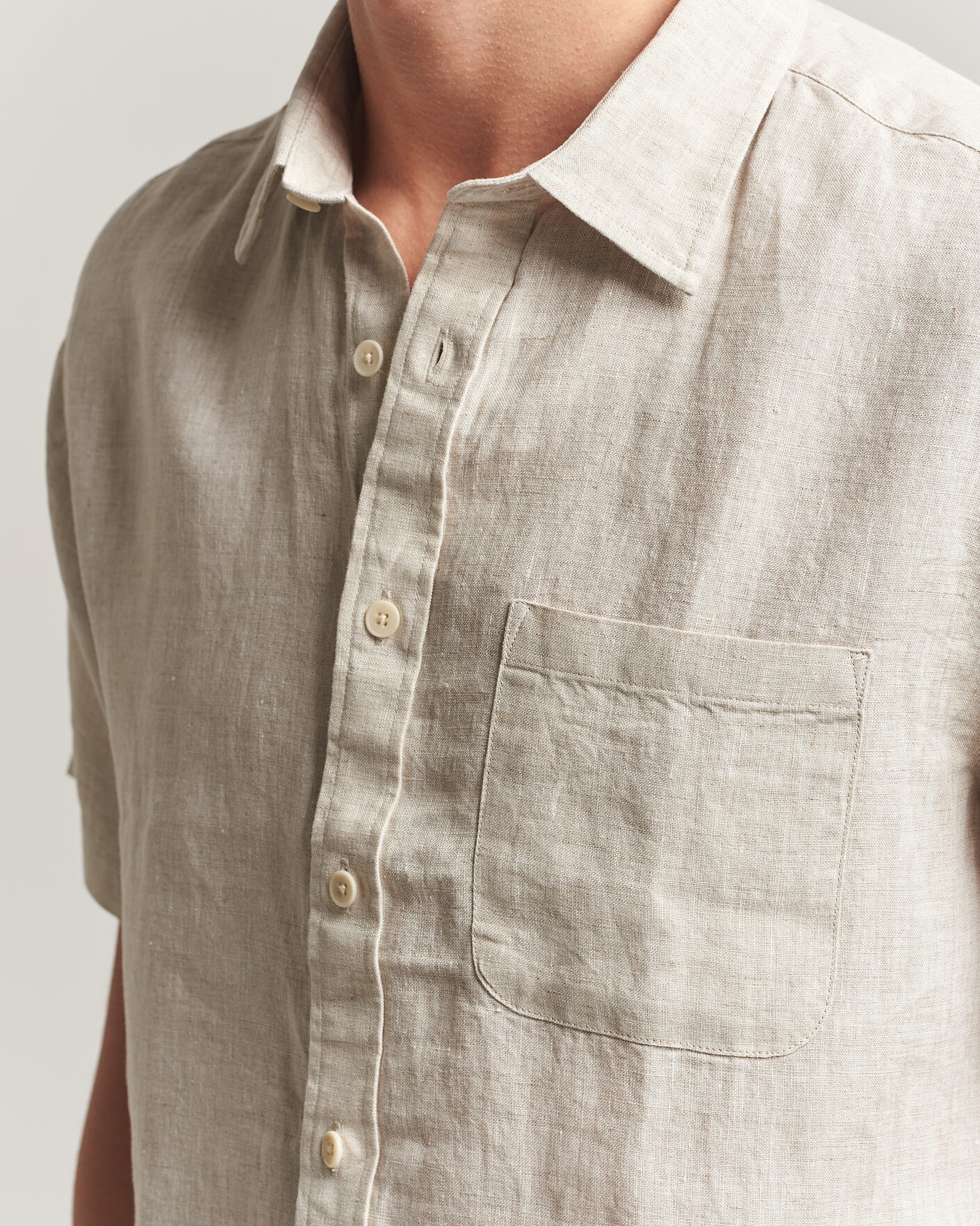 Homme | Chemises | NN07 | Deon Linen Short Sleeve Shirt Oat