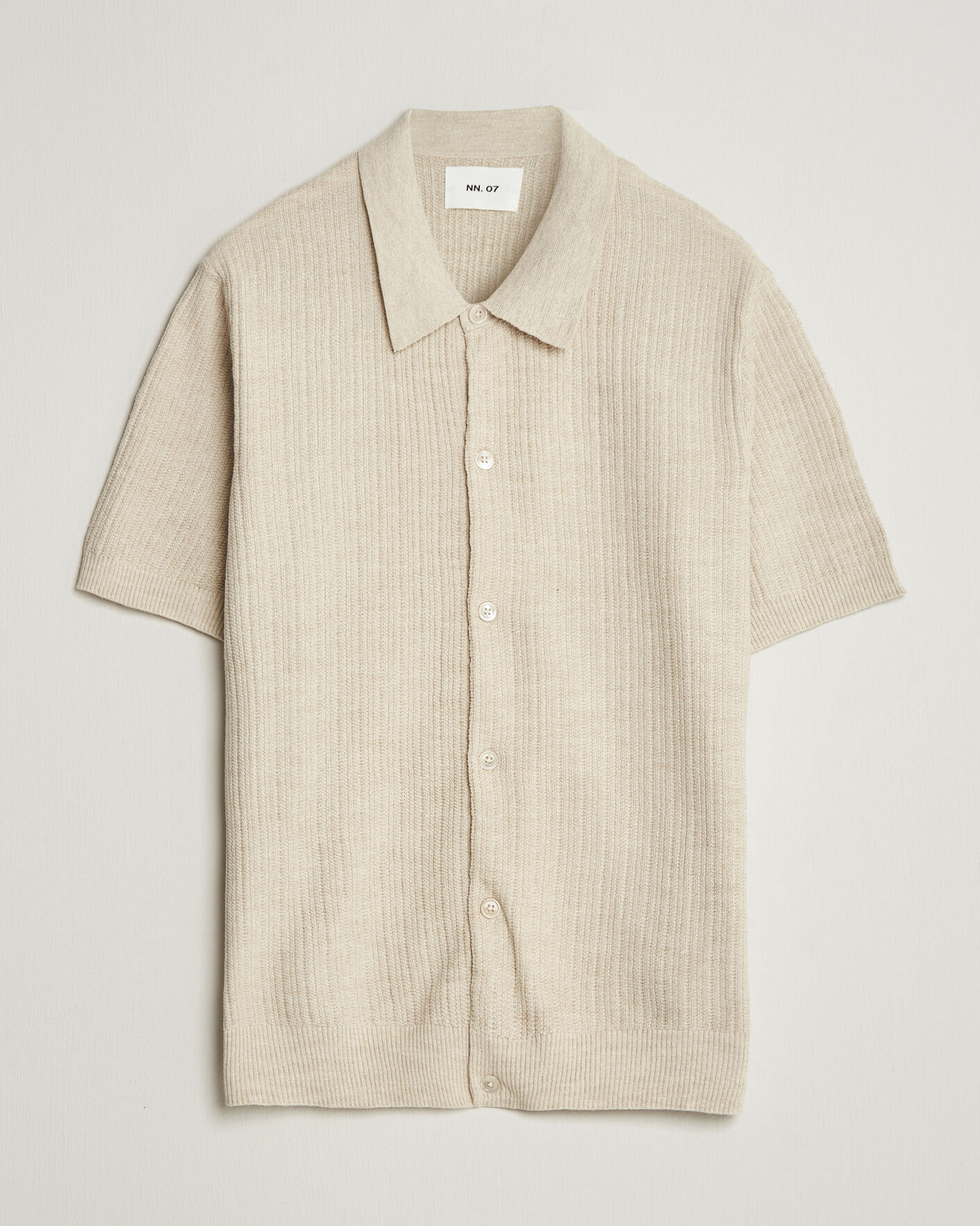 Homme | Chemises | NN07 | Nolan Knitted Short Sleeve Shirt Ivory