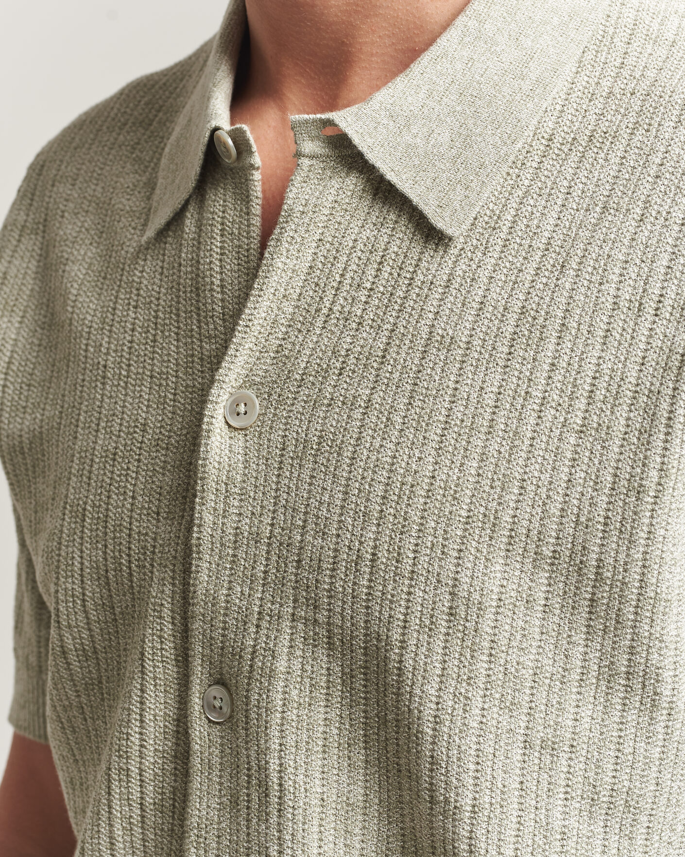 Homme | Chemises | NN07 | Nolan Knitted Short Sleeve Shirt Sage Green