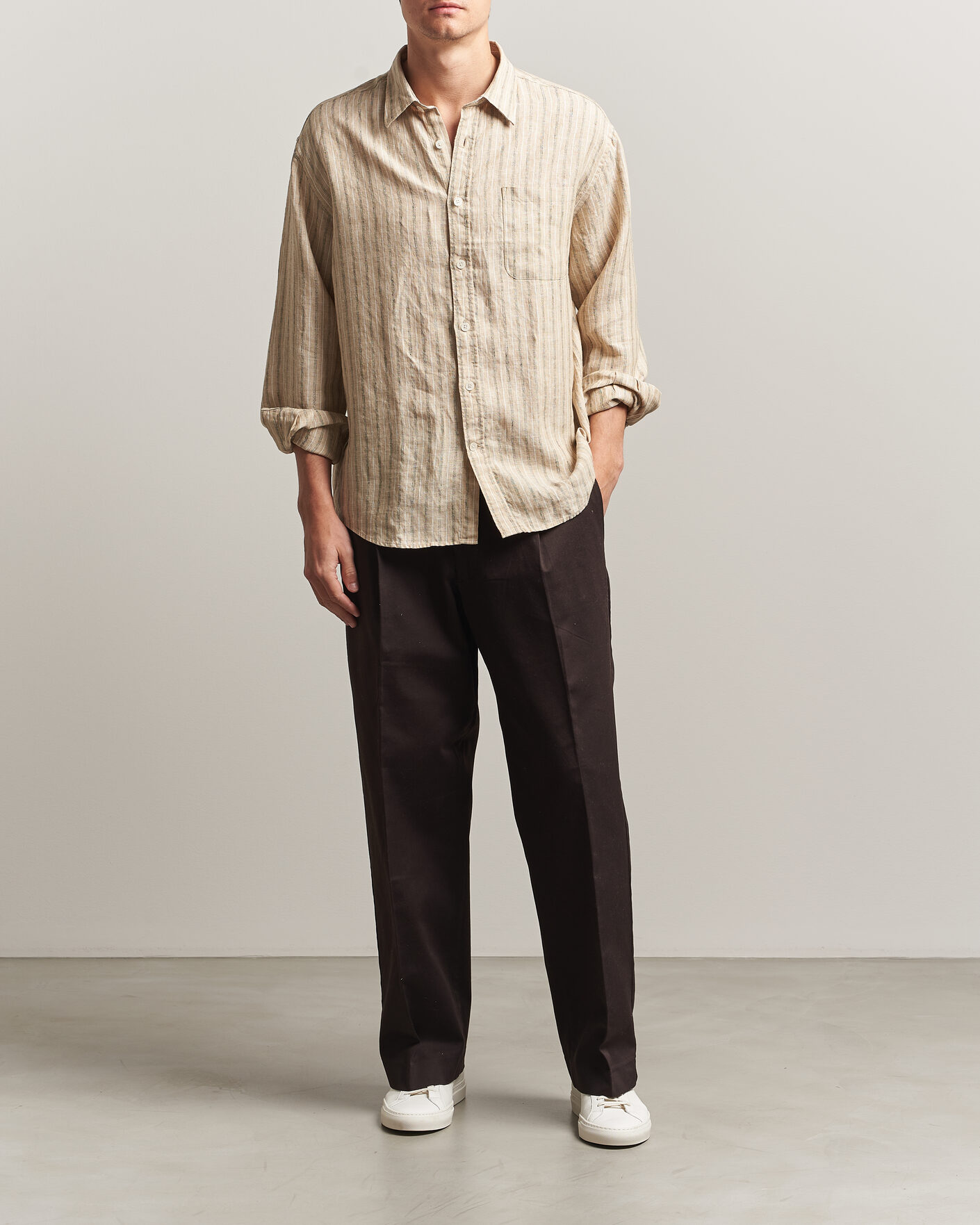 Heren | Overhemden | NN07 | Deon Linen Shirt Black Stripe