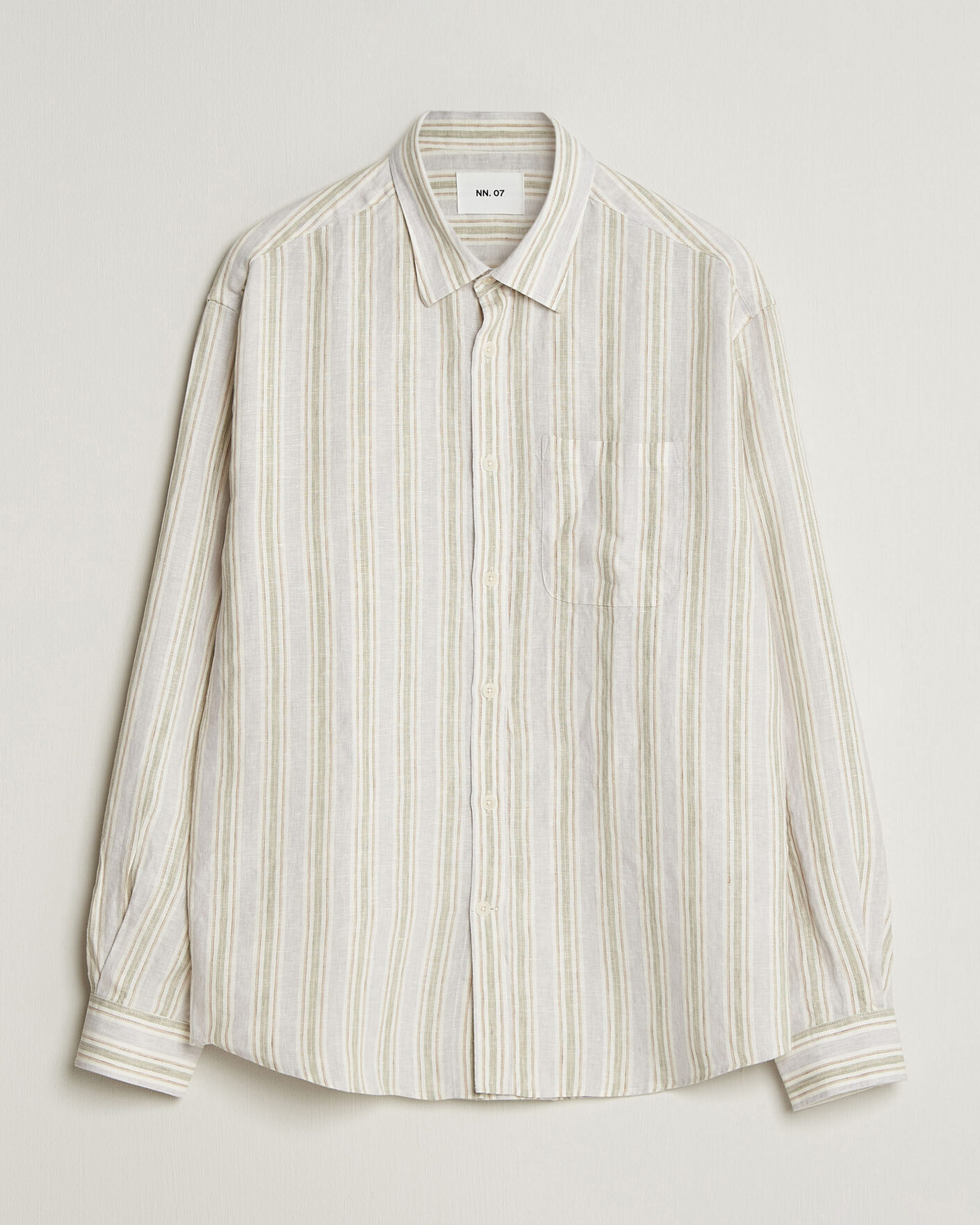 Homme | Chemises | NN07 | Deon Linen Shirt Mint Stripe