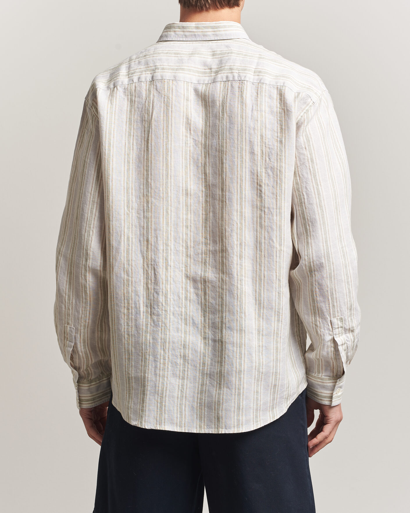 Homme | Chemises | NN07 | Deon Linen Shirt Mint Stripe