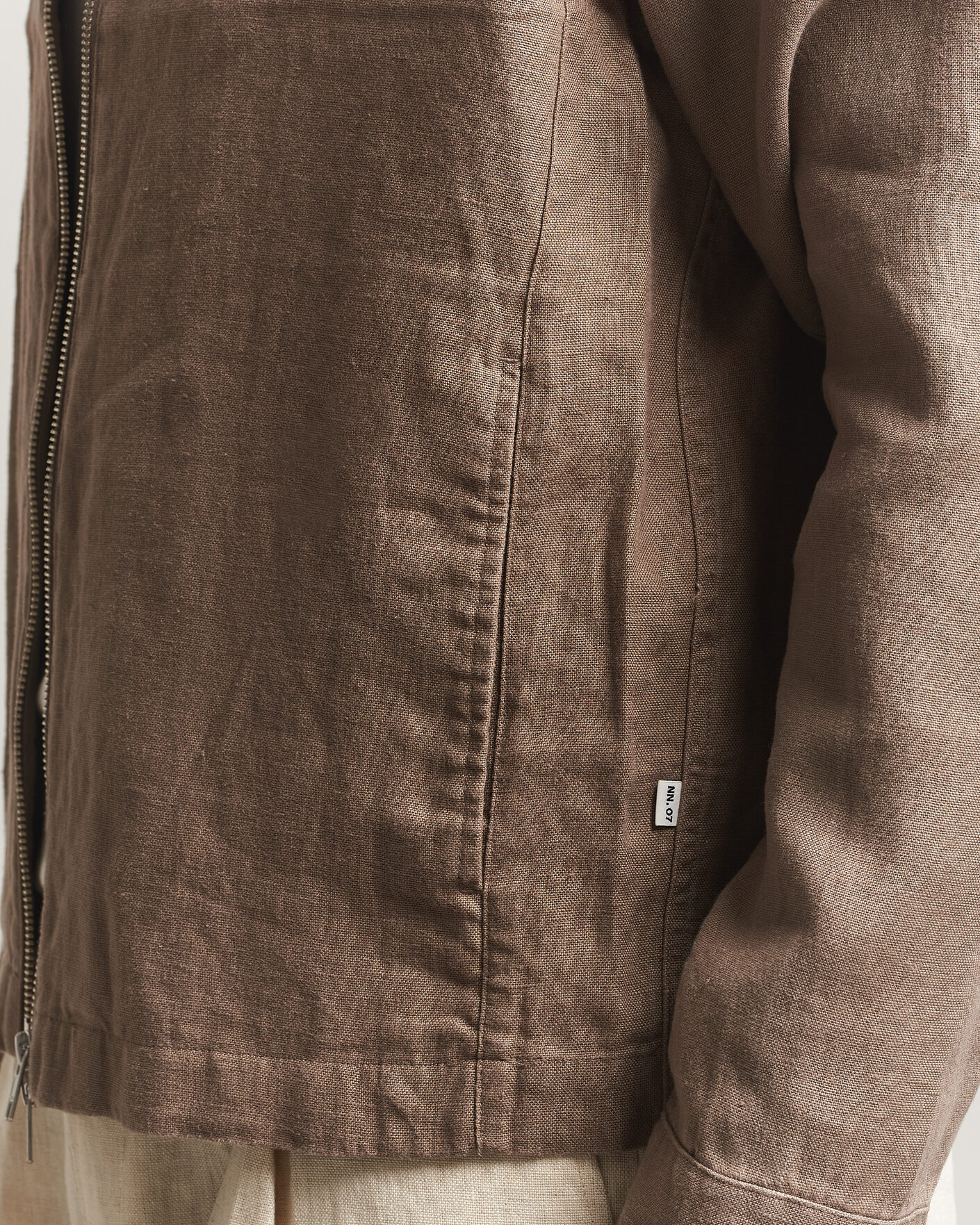Heren | Overhemden | NN07 | Alban Linen Full Zip Overshirt Clay Mirage