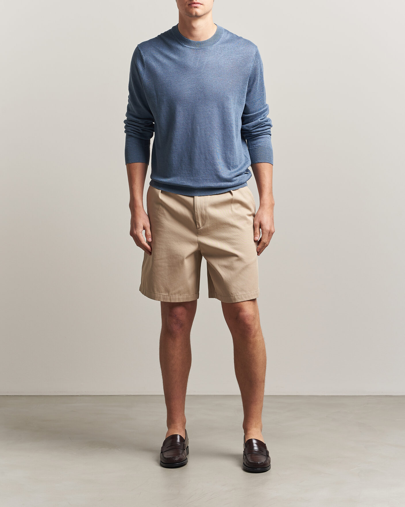 Heren | Truien | NN07 | Ted Linen Knitted Sweater Stone Blue