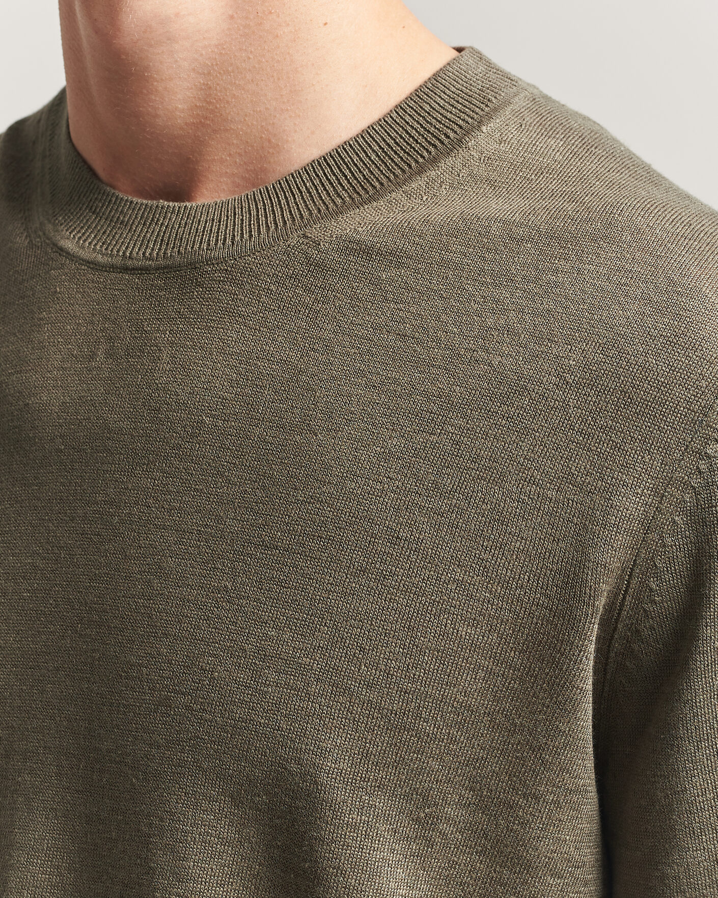 Heren | Truien | NN07 | Ted Linen Knitted Sweater Capers Green
