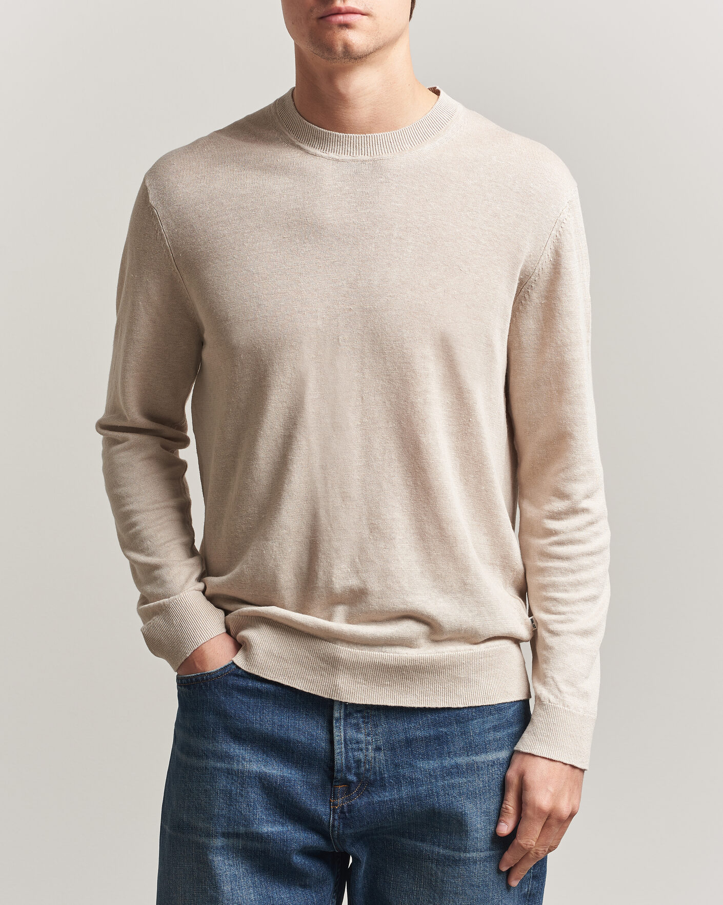 Heren | Truien | NN07 | Ted Linen Knitted Sweater Oat