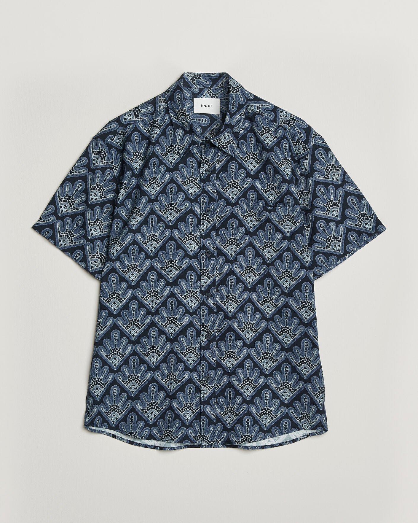 Homme | Chemises | NN07 | Deon Printed Short Sleeve Shirt Navy Blue