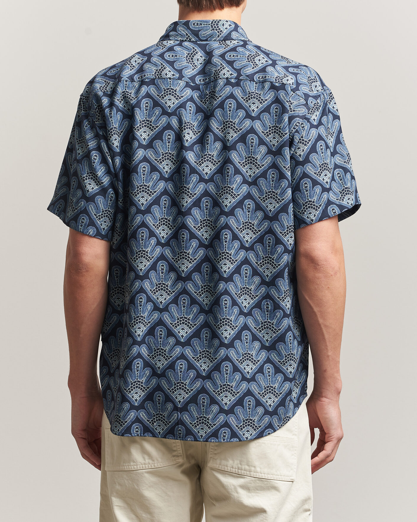 Homme | Chemises | NN07 | Deon Printed Short Sleeve Shirt Navy Blue