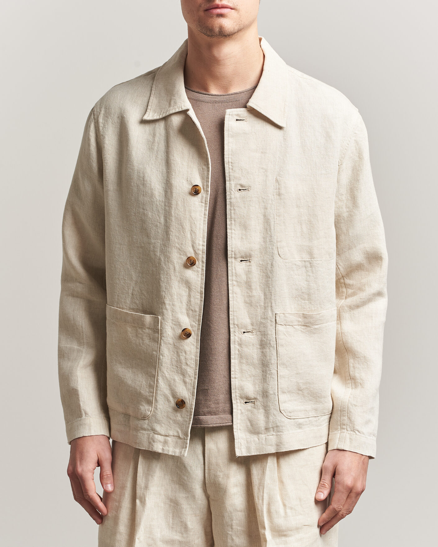 Heren | Overhemden | NN07 | Morgan Linen Overshirt Oat