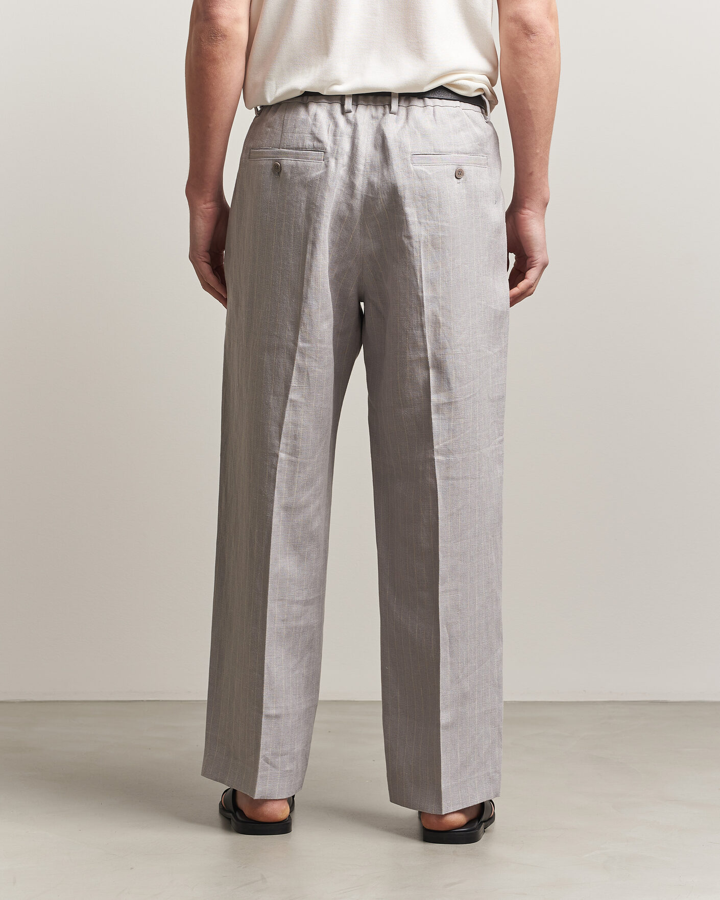 Heren | Broeken | NN07 | Kay Pinstriped Pleated Linen Trousers Grey