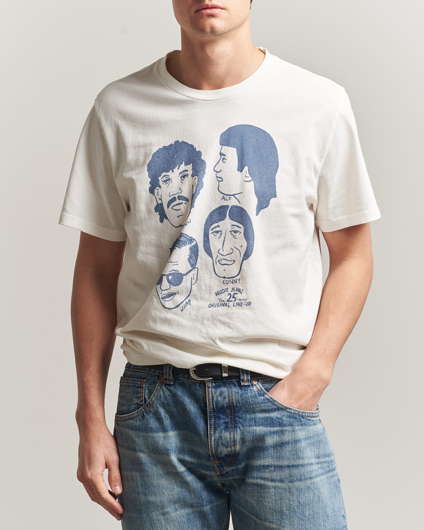 Homme | T-shirts | Nudie Jeans | Roy Fab Four T-Shirt Chalk White