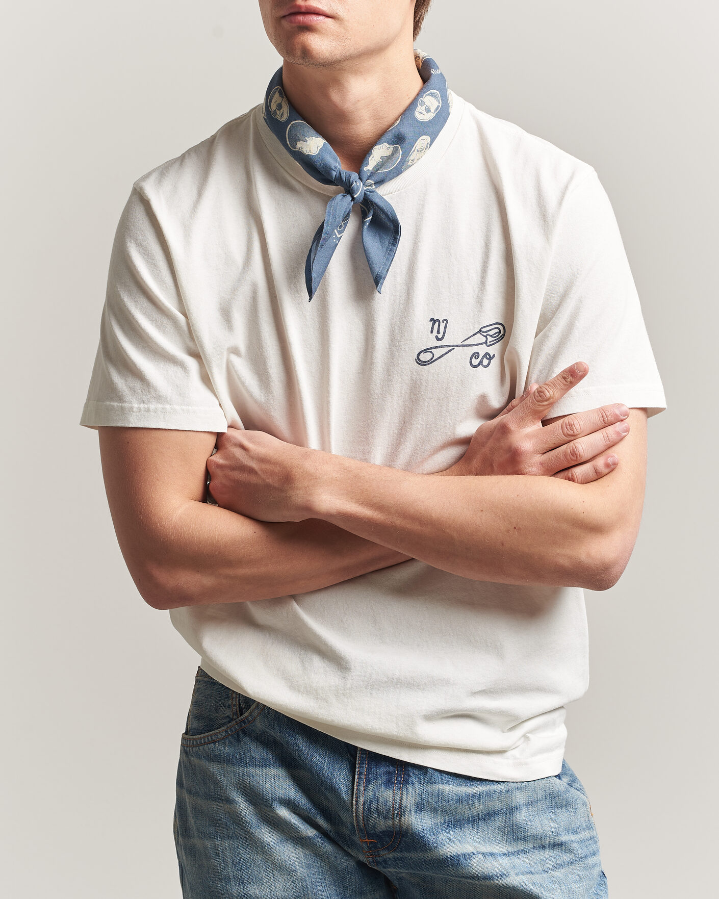 Heren | T-shirts | Nudie Jeans | Roy NJCO Pin T-Shirt Chalk White