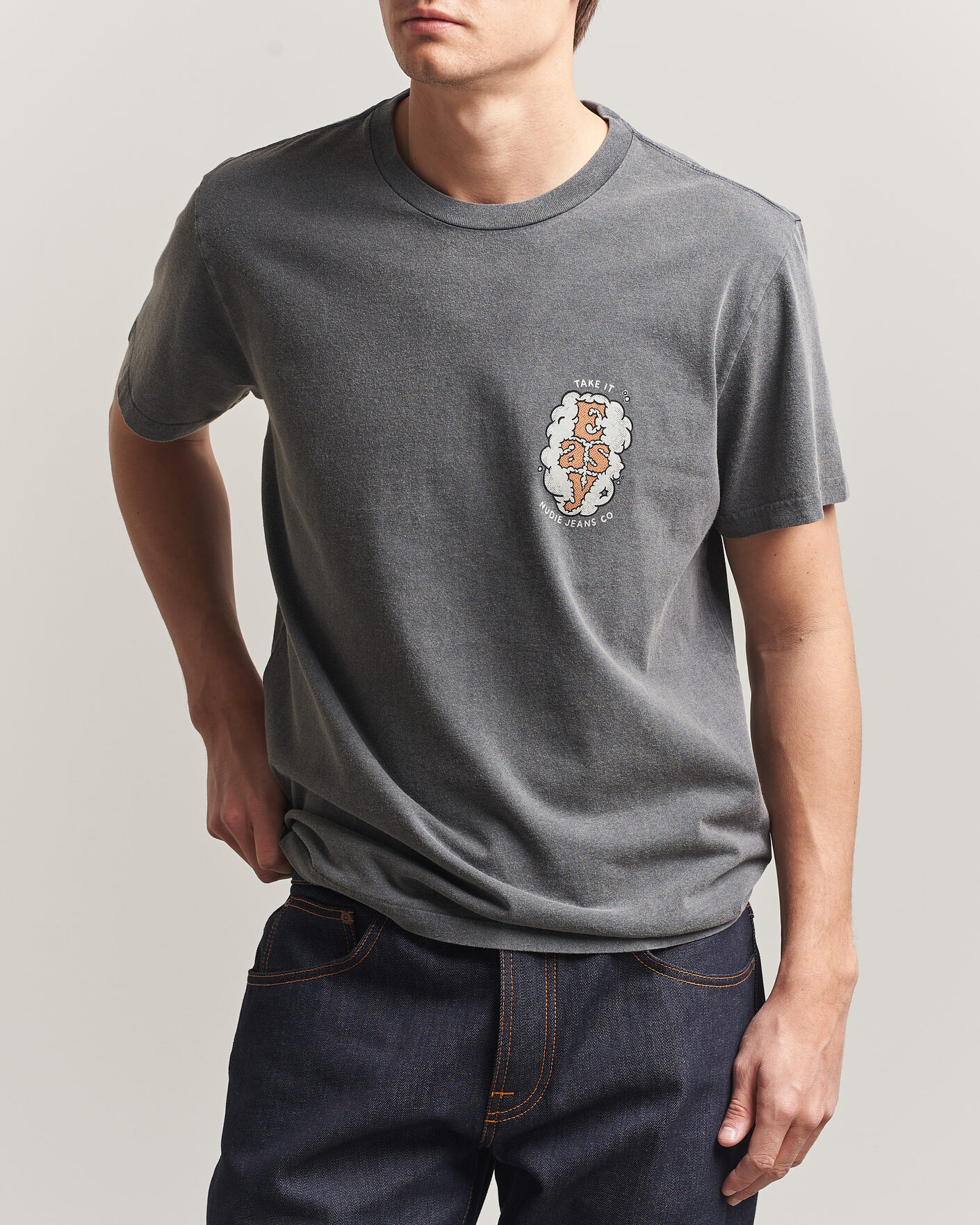 Heren | T-shirts | Nudie Jeans | Roy Easy Cloud T-Shirt Antracite
