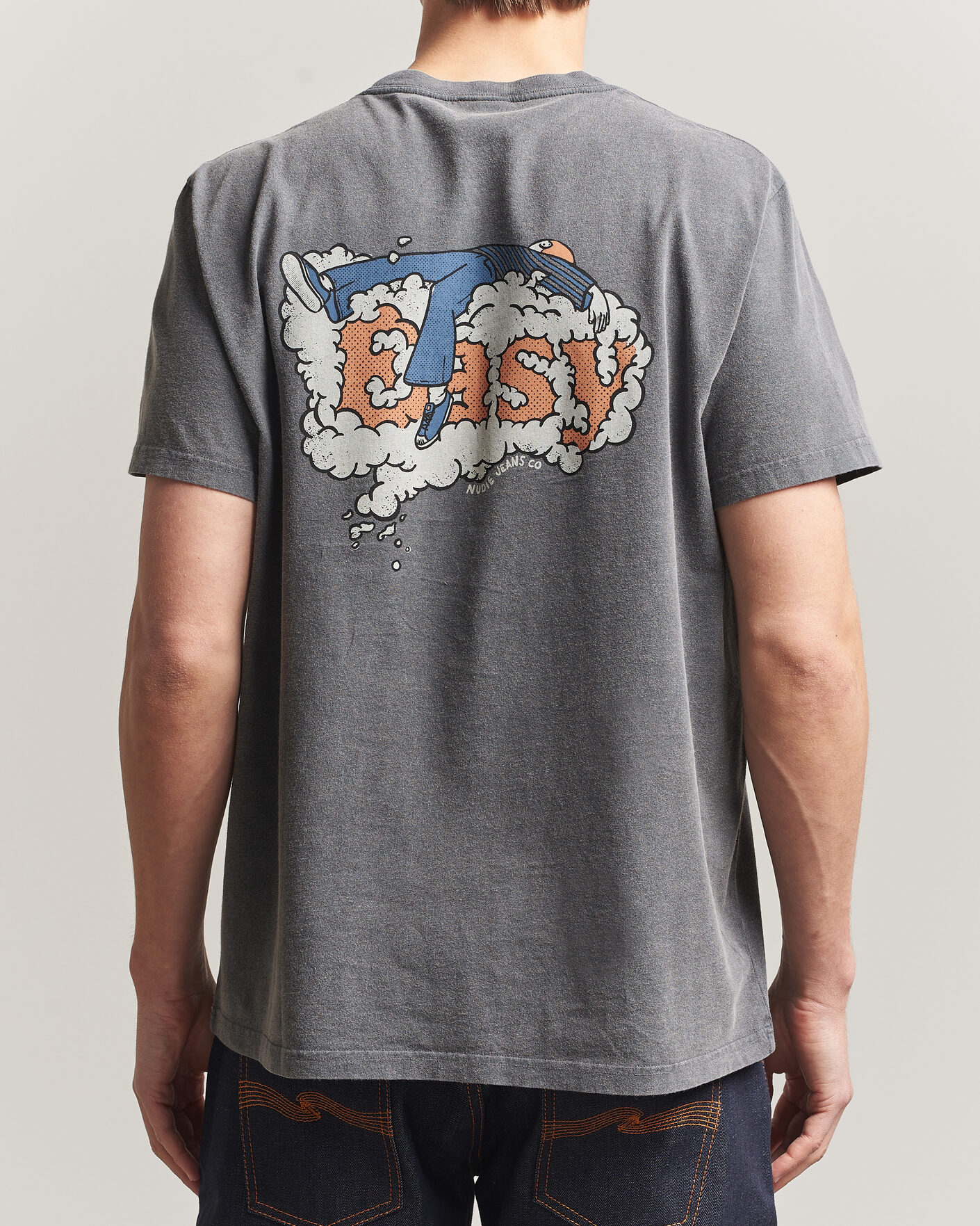 Heren | T-shirts | Nudie Jeans | Roy Easy Cloud T-Shirt Antracite